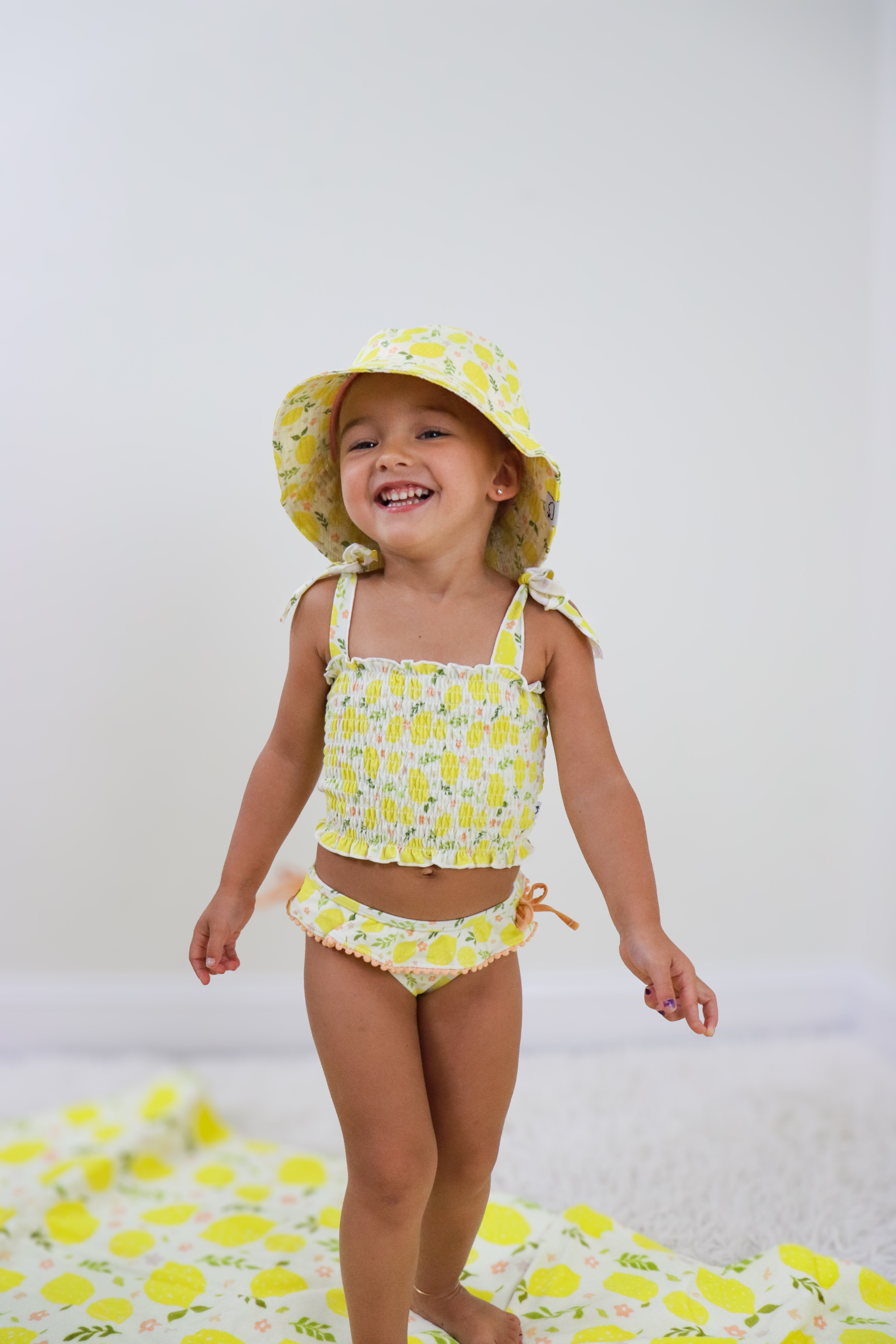 Lemon Blossoms Dream Smocked Tankini Two Piece Swim Suit