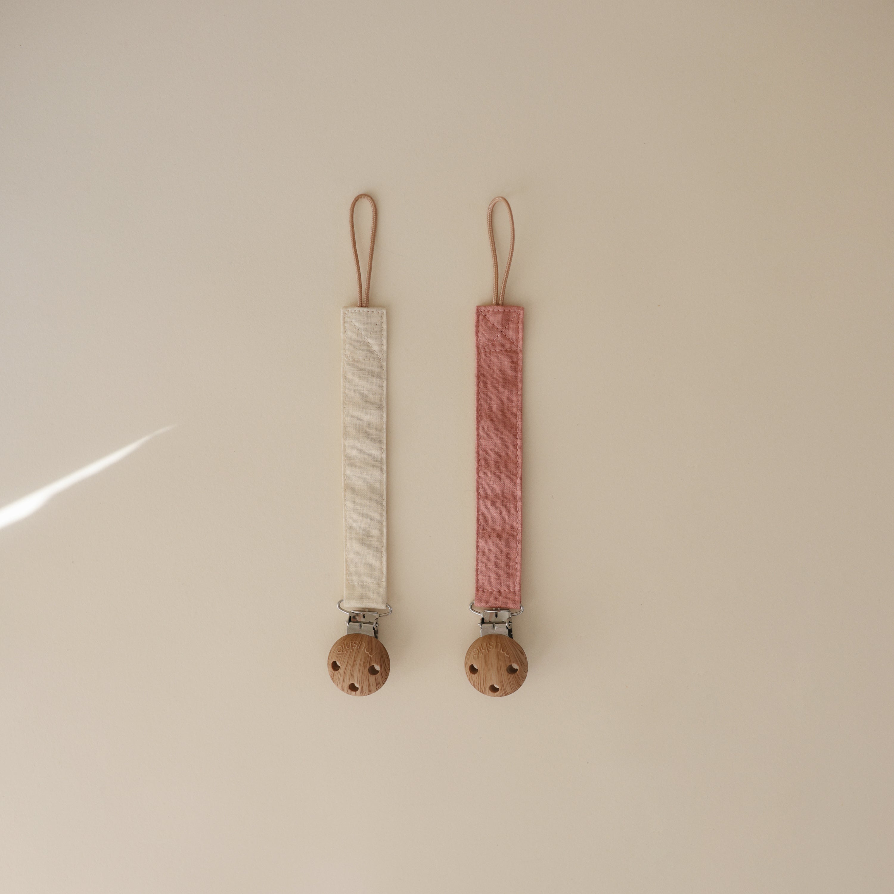 Linen Pacifier Clip 2-pack