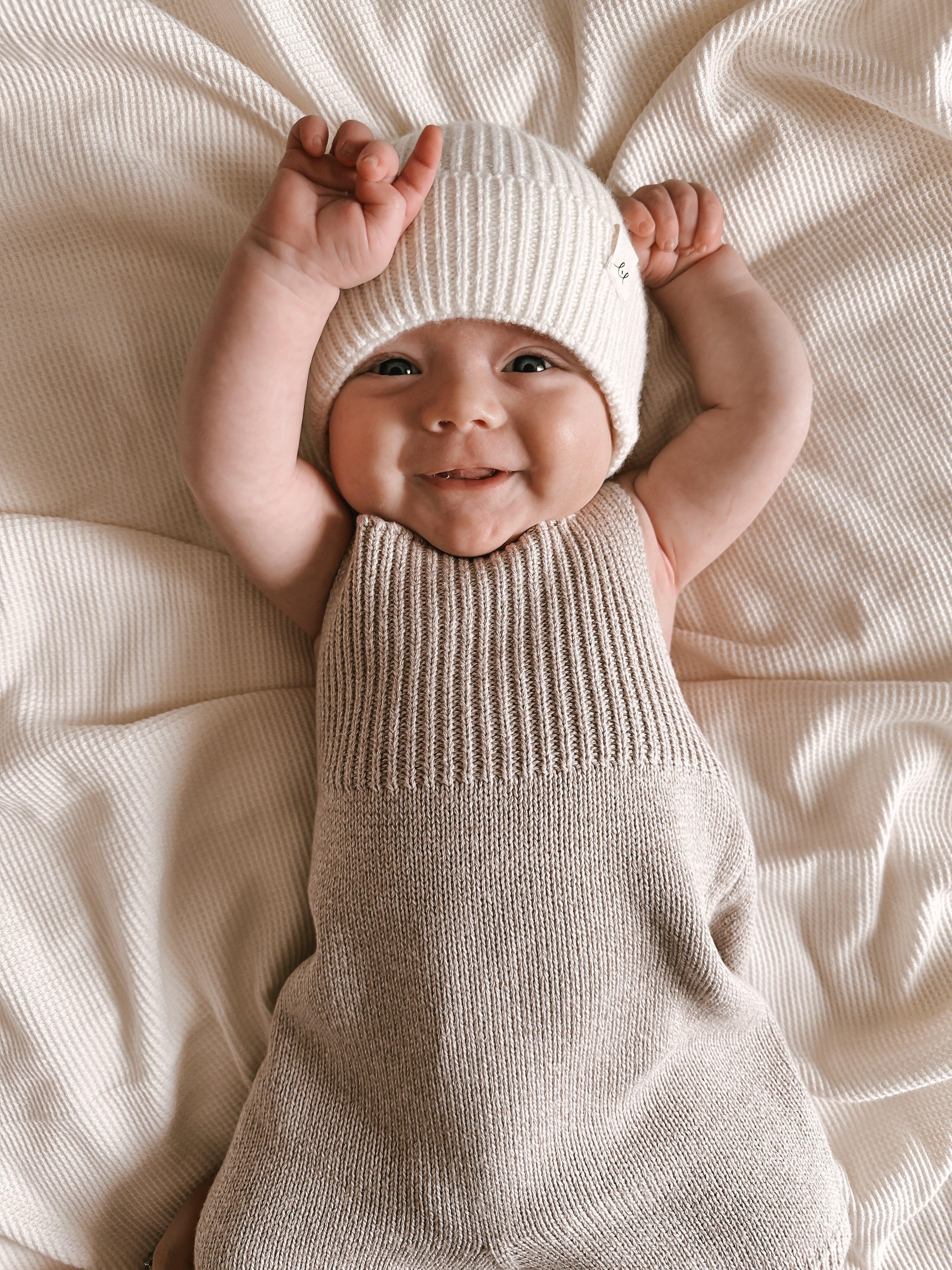 Luna + Luca Merino Wool Baby Beanie - Off-white