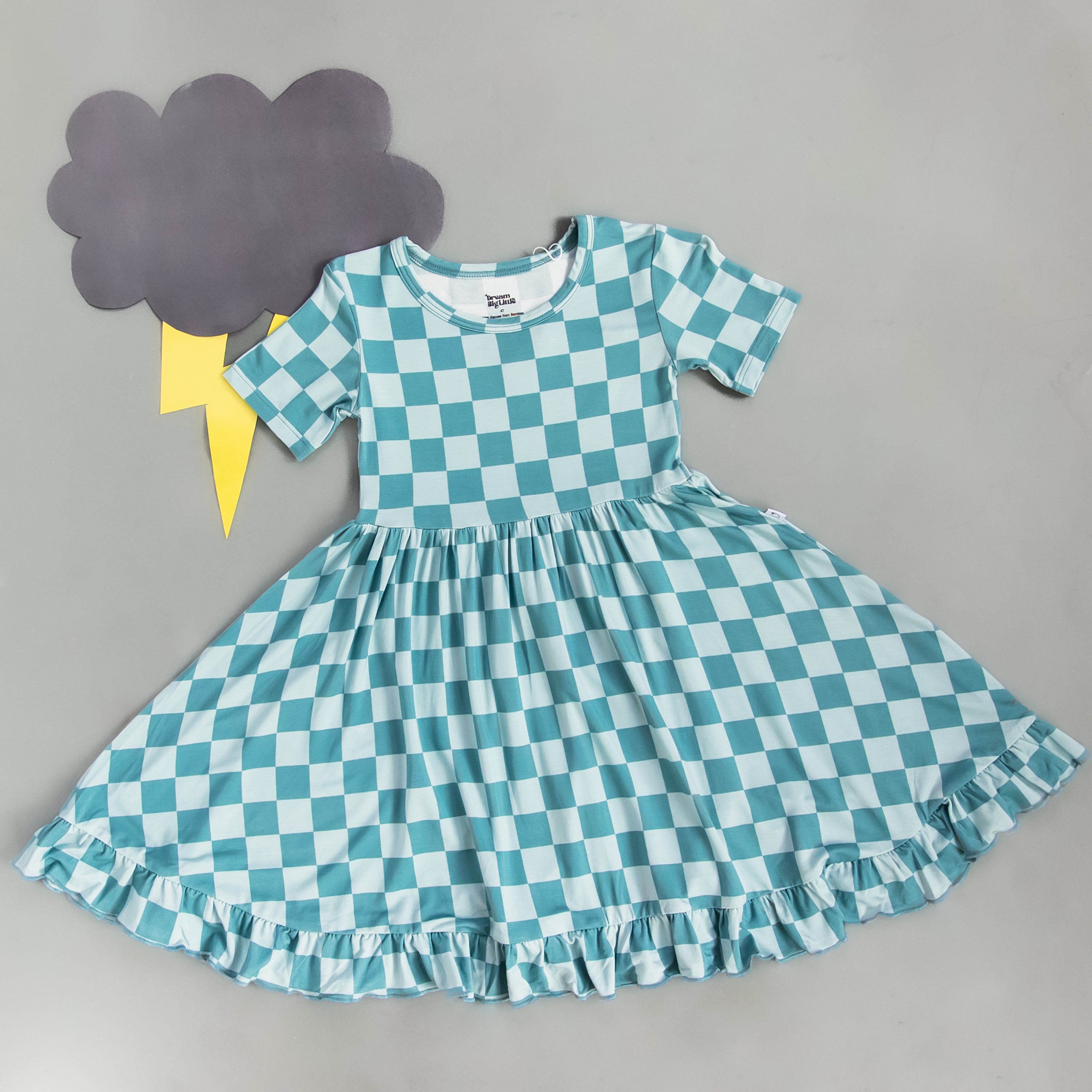 Stormy Checkers Dream Ruffle Dress