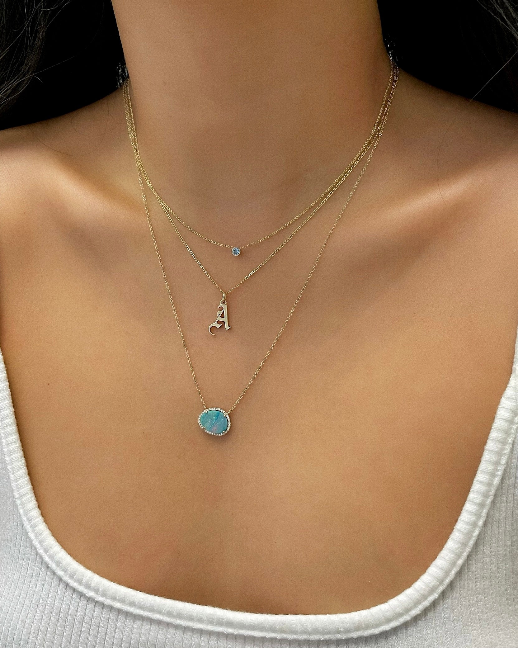 14k Gold Bezel Birthstone Necklace