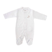 Pima Puppy Footie, White & Pink