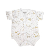 Safari Full Short Sleeve Snap Bodysuit, White