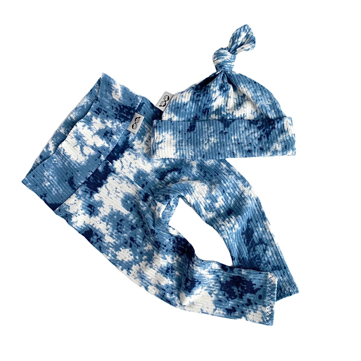 Denim Tie Dye Rib Leggings And/or Knot Beanie Hat