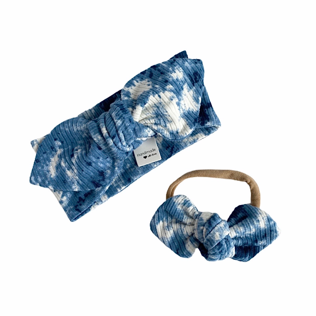 Denim Tie Dye Ribbed Headbands