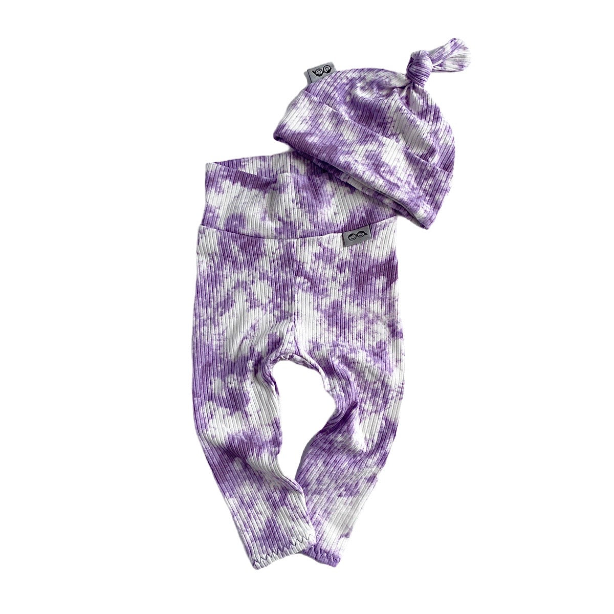 Purple Tie Dye Rib Leggings And/or Knot Beanie Hat
