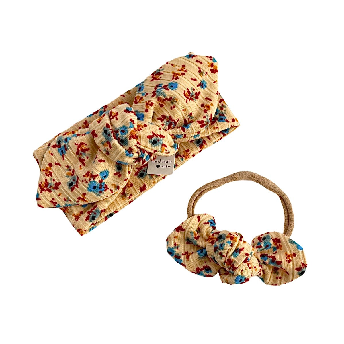 Dainty Floral On Yellow Ribbed Headbands