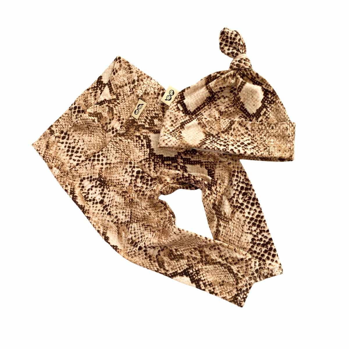 Tan Snake Print Leggings And/or Beanie Knot Hat