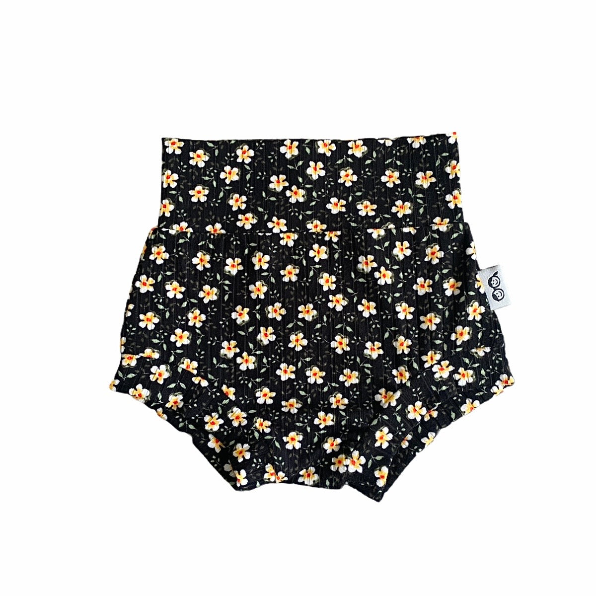 Dainty Floral Black Ribbed Bummies