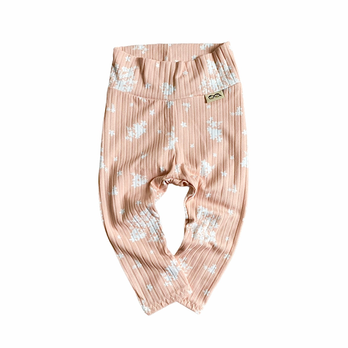 Minimal Floral Blush Ribbed Leggings