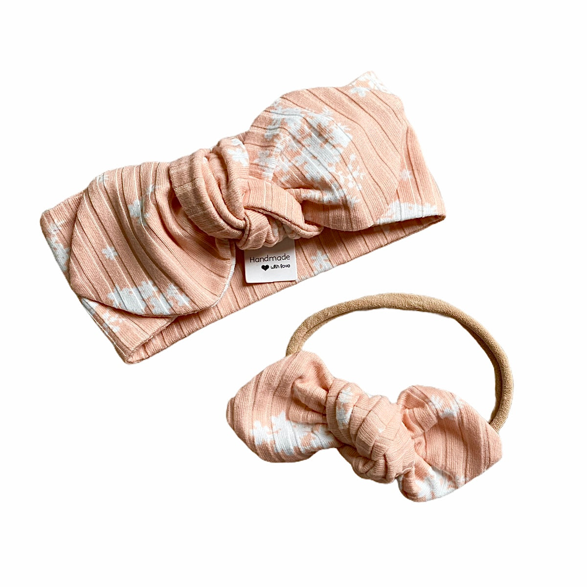 Minimal Floral Blush Ribbed Headbands