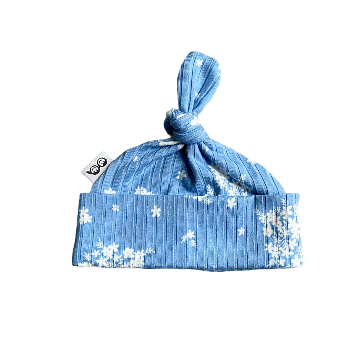 Minimal Floral Blue Ribbed Leggings And/or Knot Beanie Hat