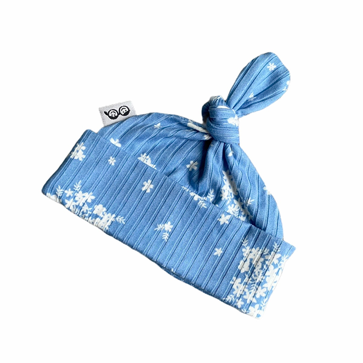 Minimal Floral Blue Ribbed Leggings And/or Knot Beanie Hat