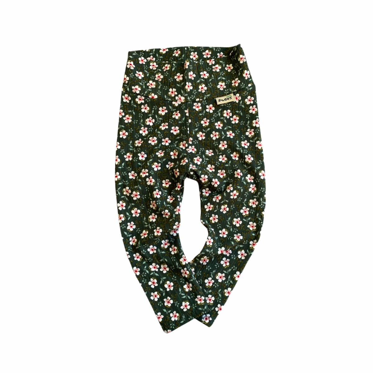 Dainty Floral Green Rib Leggings And/or Beanie Knot Hat