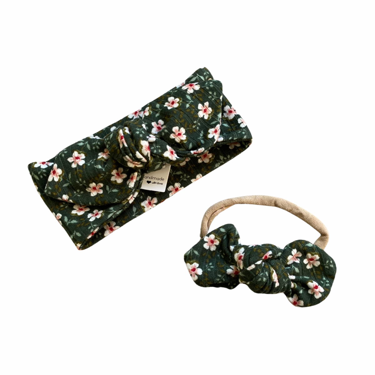 Dainty Floral Green Rib Leggings And/or Headbands