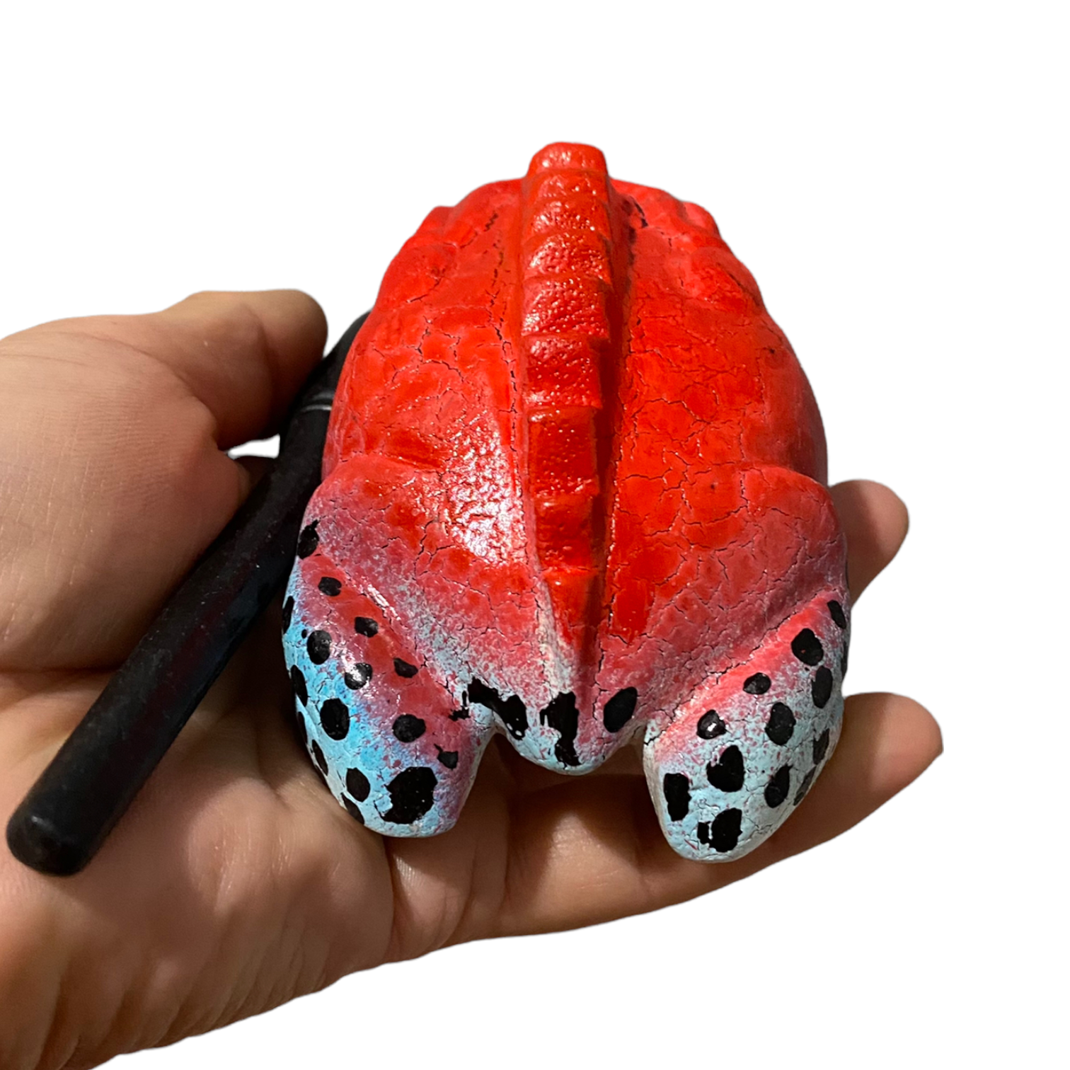 3" Wooden Musical Frog - Red Dart Design (percussion Instrument)