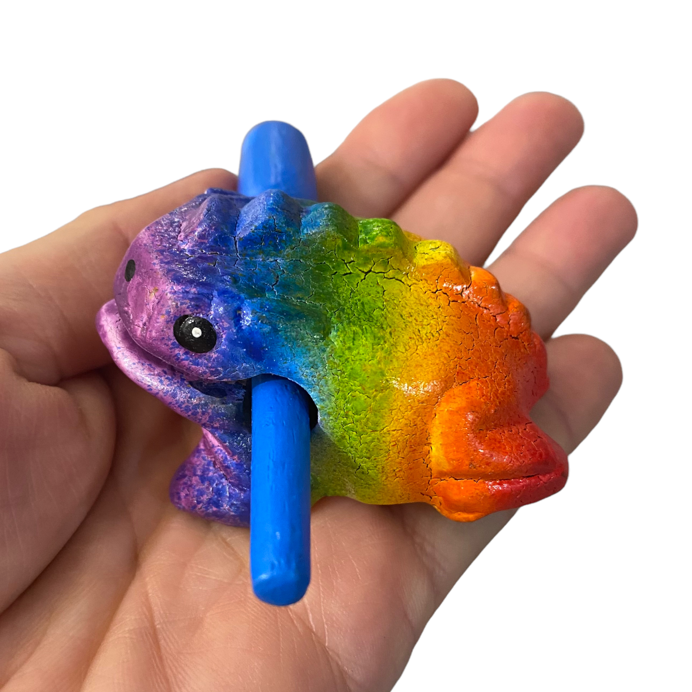 1.5" Wooden Musical Frog - Rainbow Design (percussion Instrument)