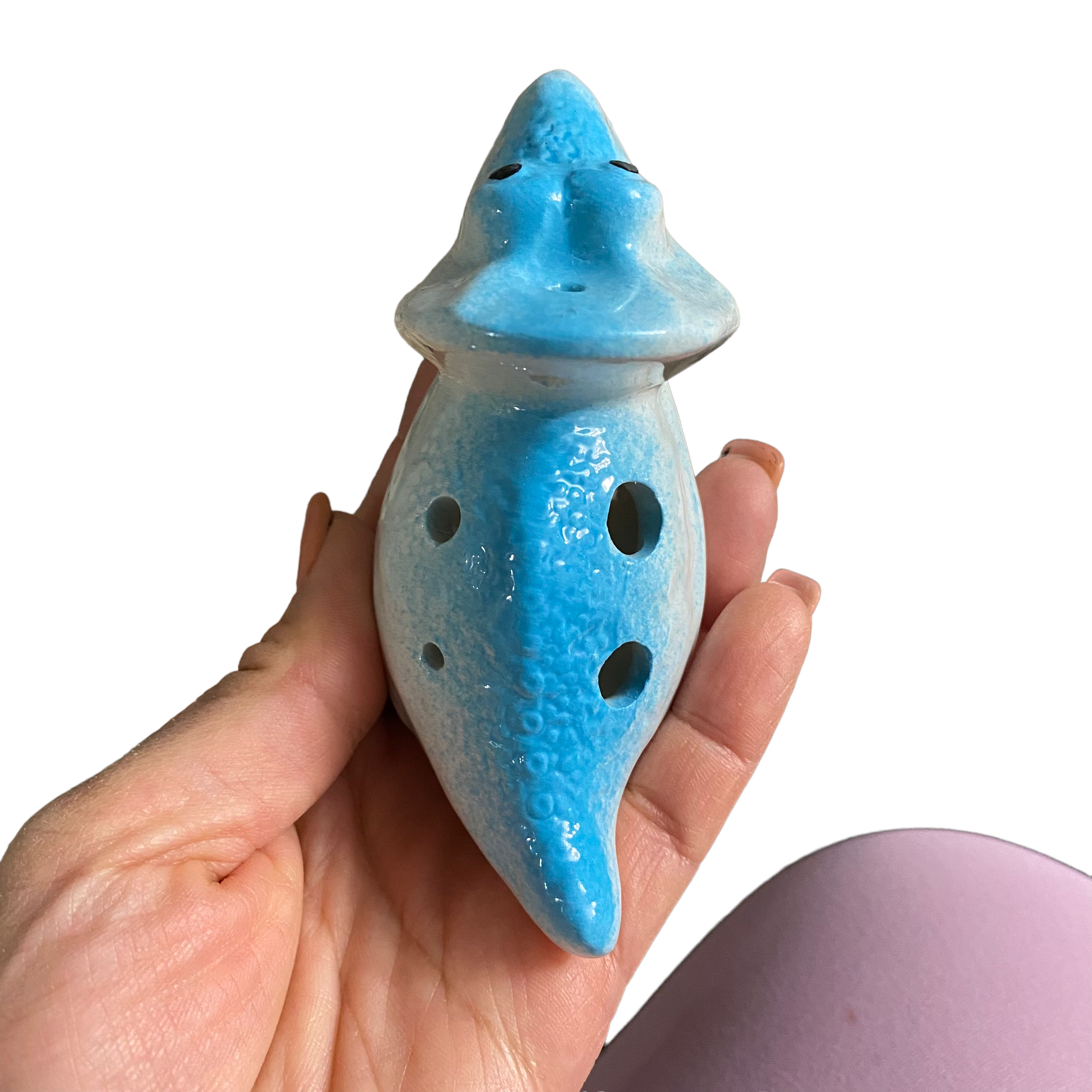 Ceramic Dinosaur Ocarina Blue