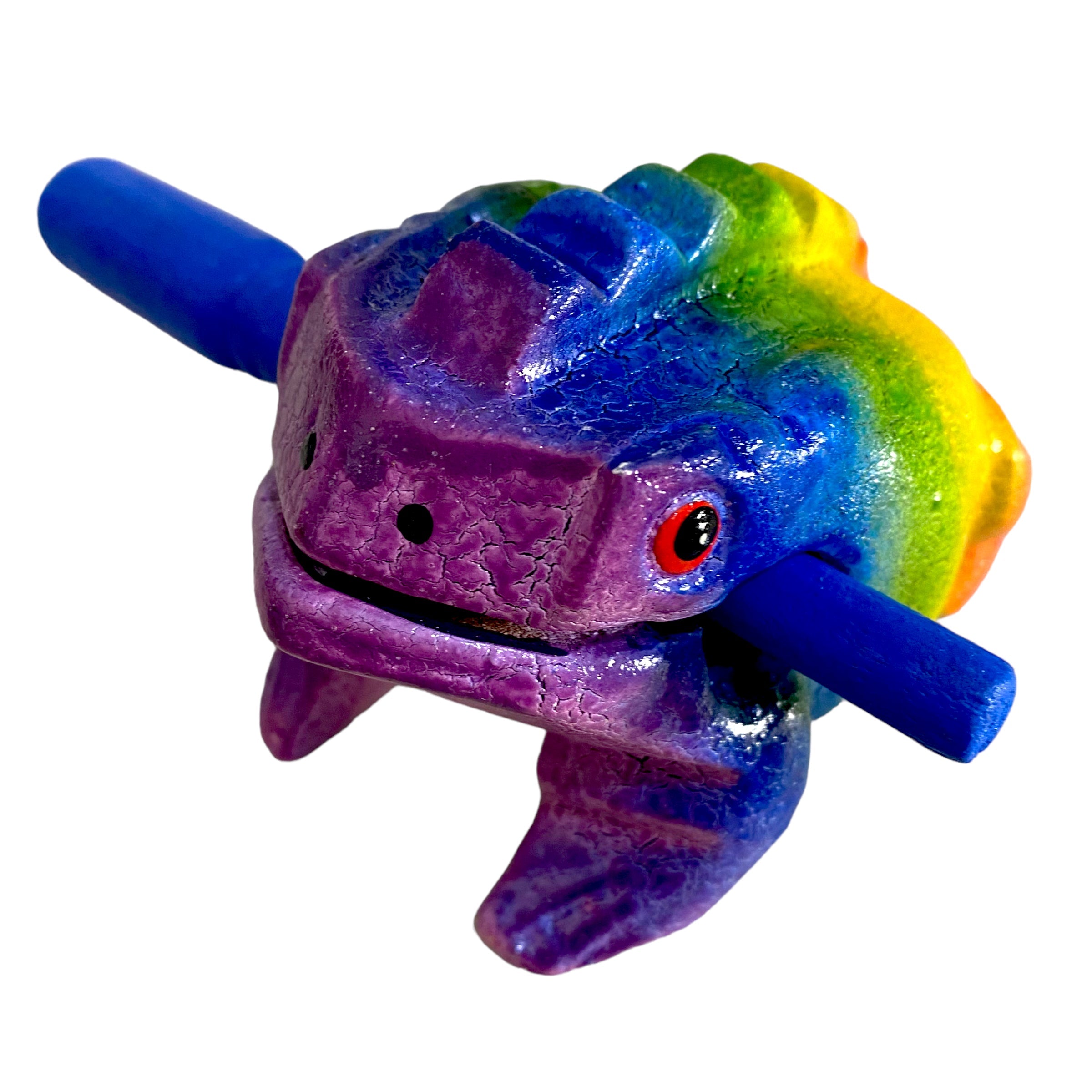 3" Wooden Musical Frog - Rainbow Design (percussion Instrument)