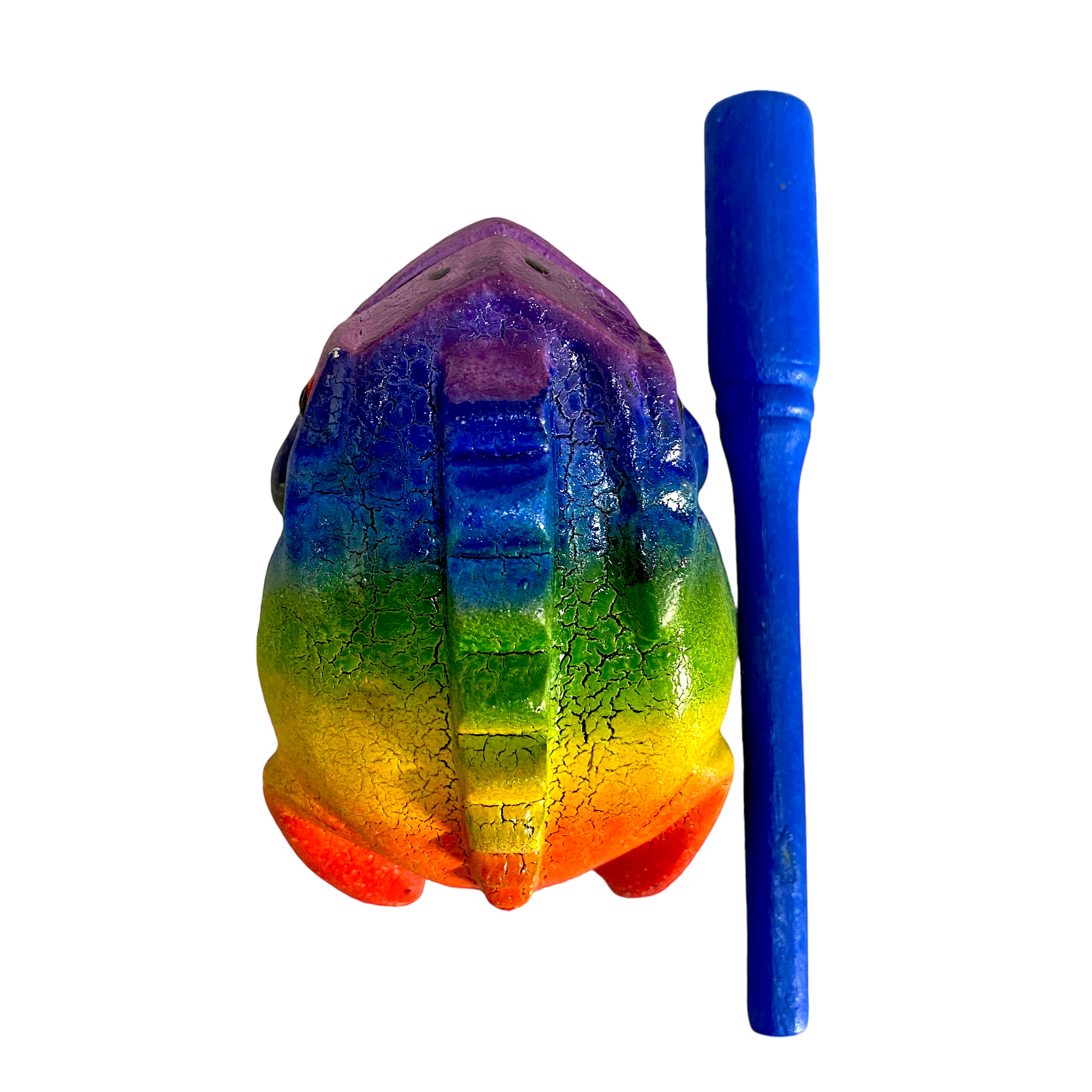 3" Wooden Musical Frog - Rainbow Design (percussion Instrument)