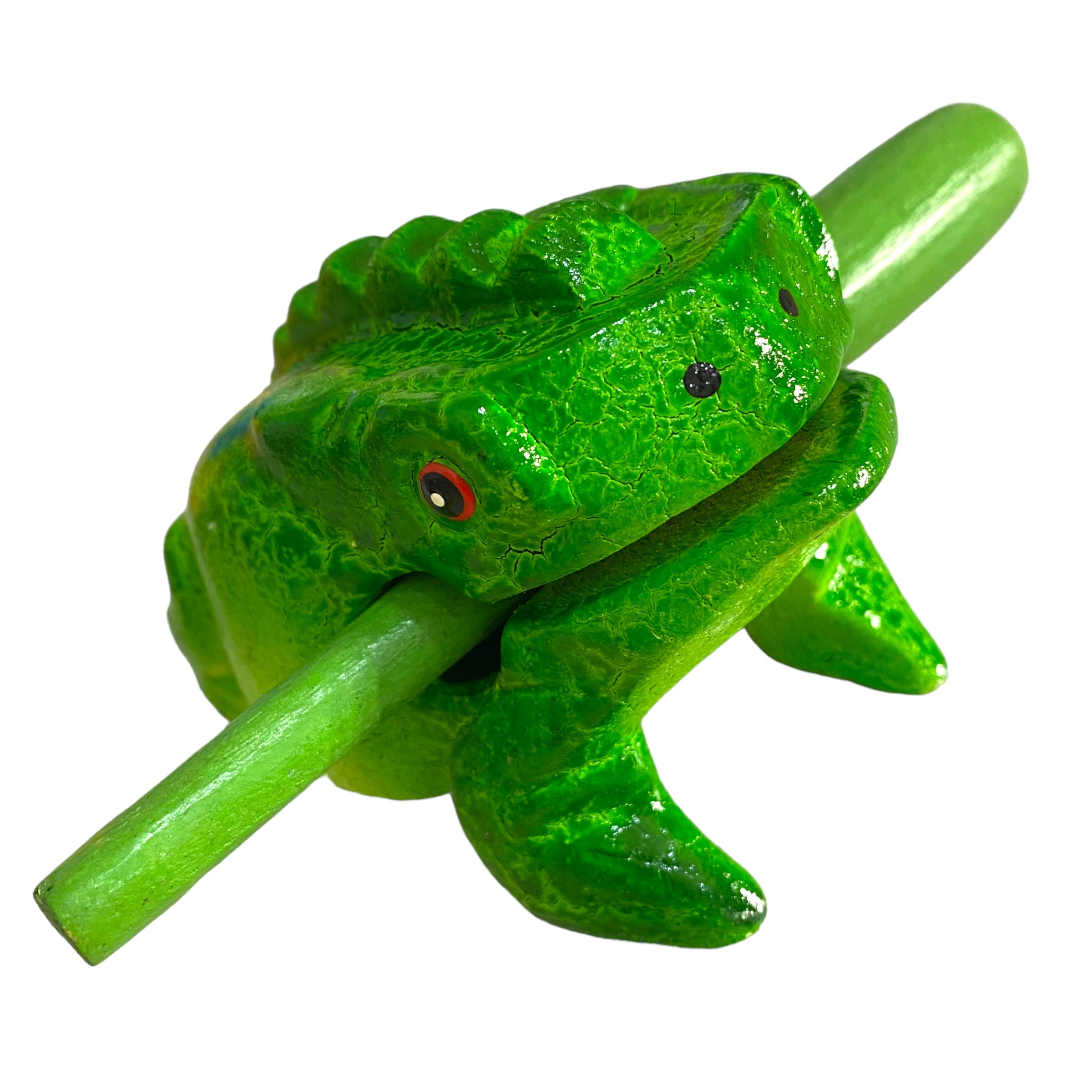 3" Wooden Musical Frog - Green Tree Design (percussion Instrument)
