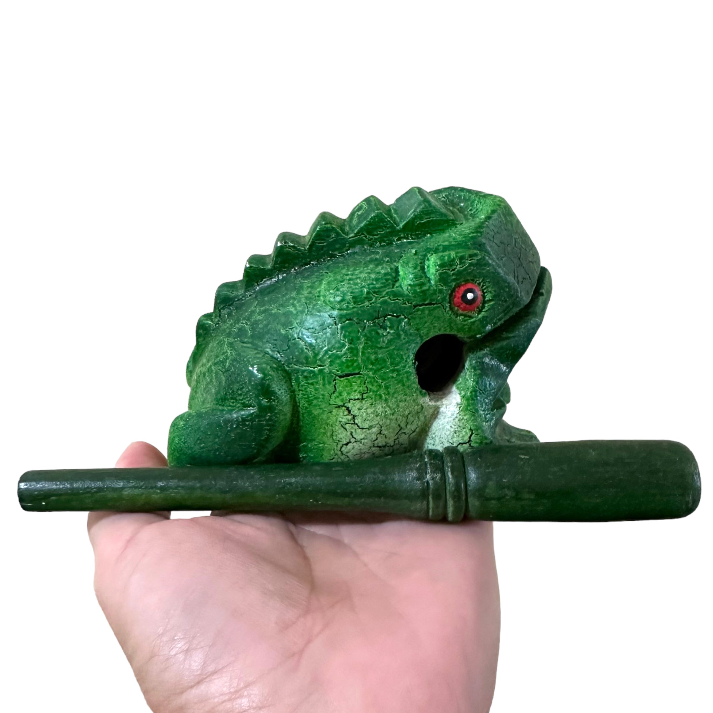 4" Wooden Musical Frog - Green Tree Design (percussion Instrument)