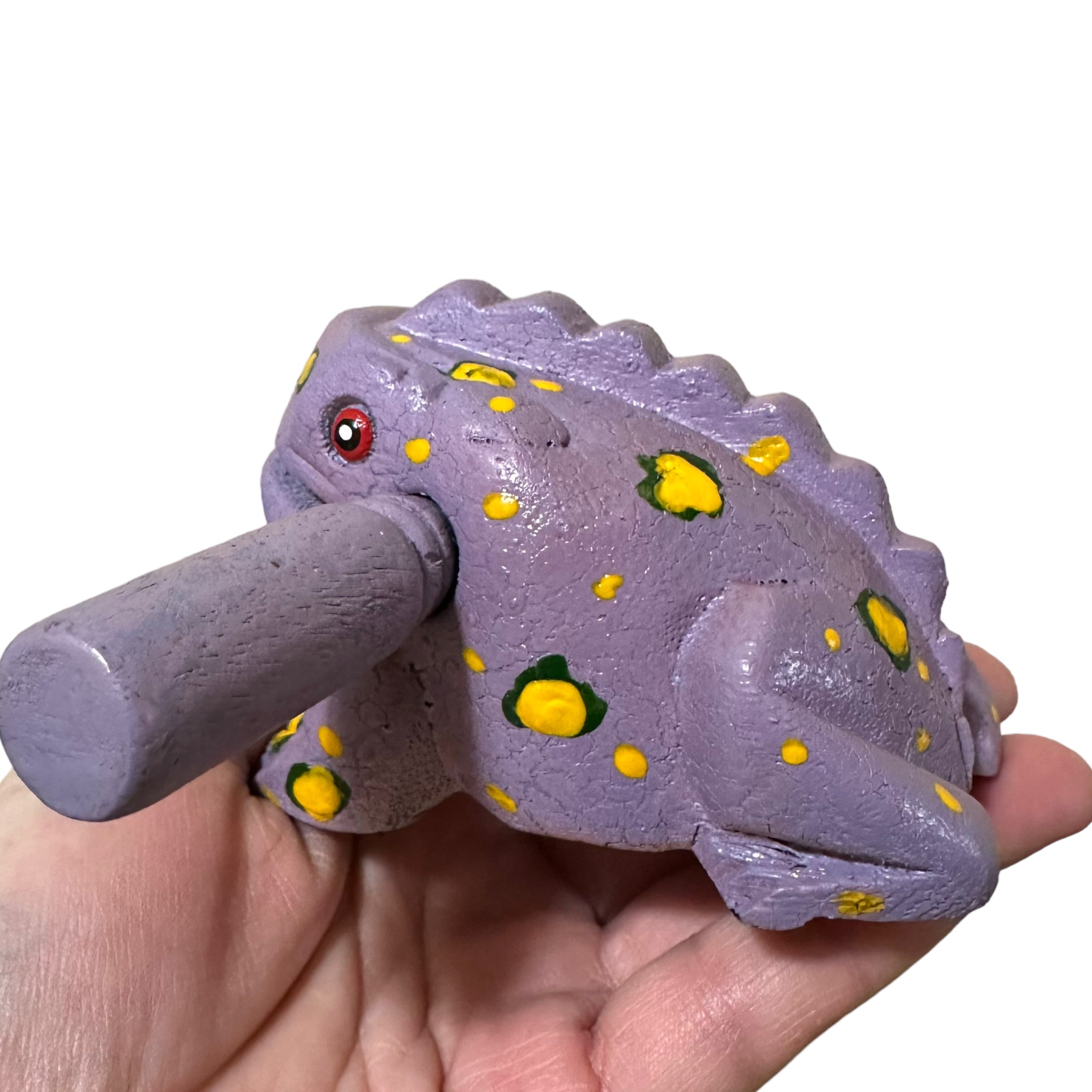 3" Wooden Musical Frog - Lavender Design (percussion Instrument)
