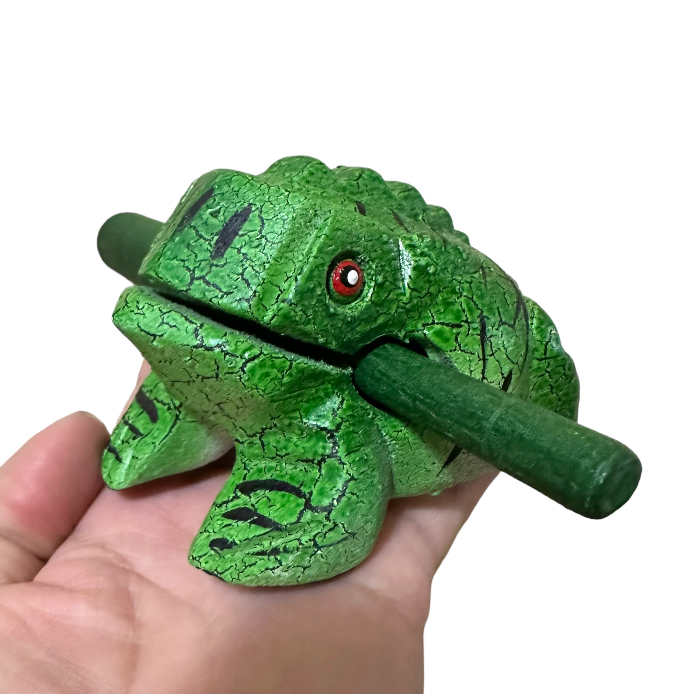 3" Wooden Musical Frog - Forest Design (percussion Instrument)