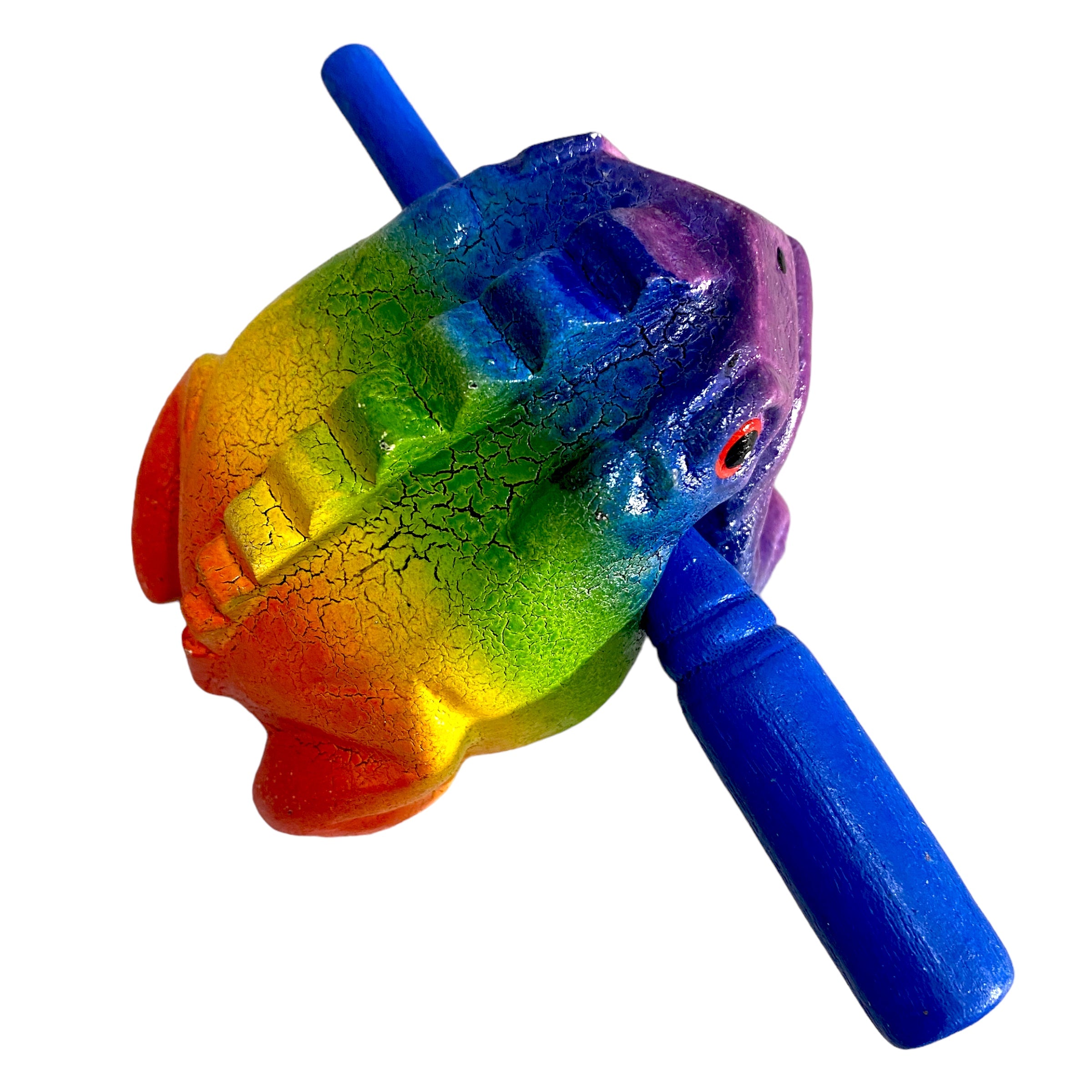3" Wooden Musical Frog - Rainbow Design (percussion Instrument)