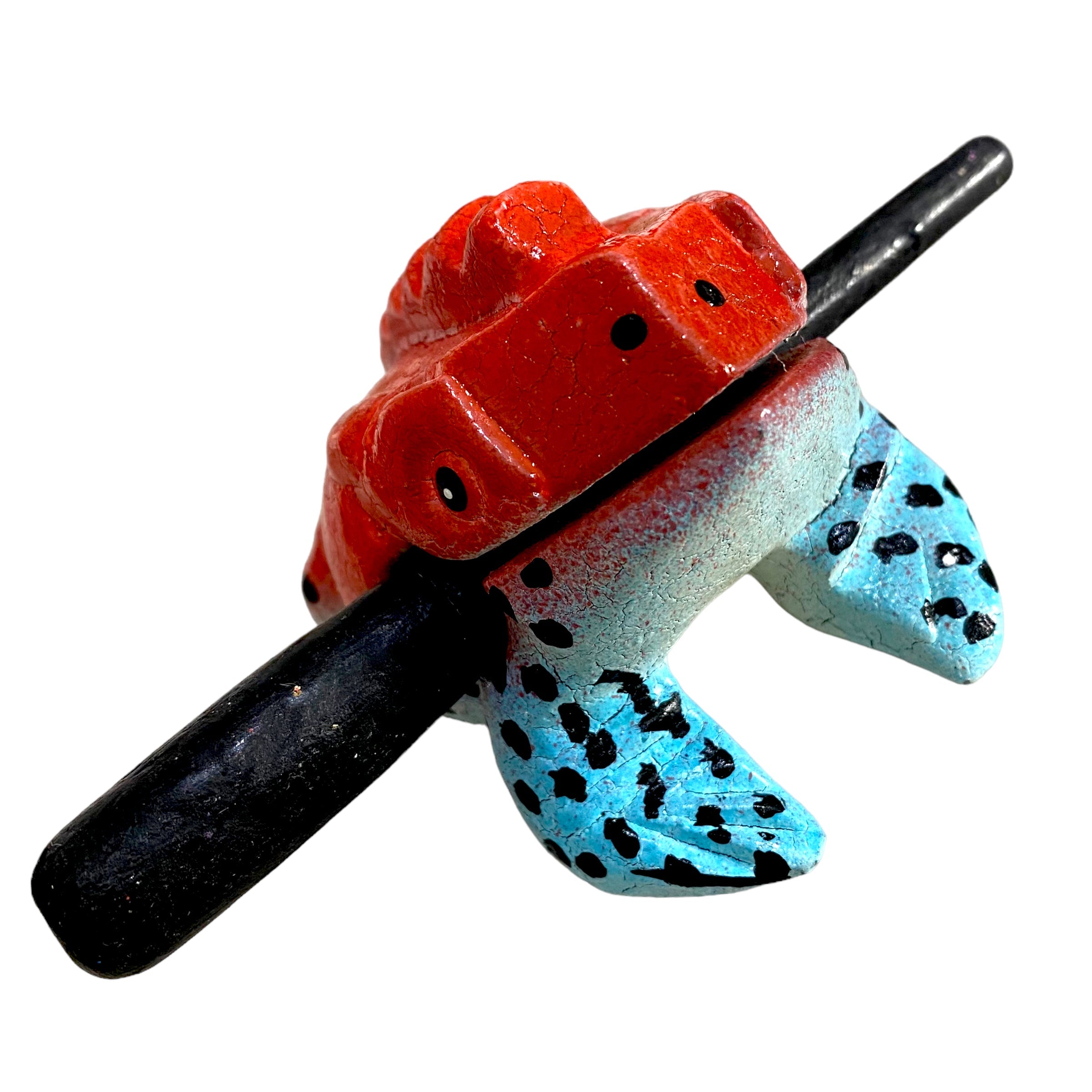 3" Wooden Musical Frog - Red Dart Design (percussion Instrument)