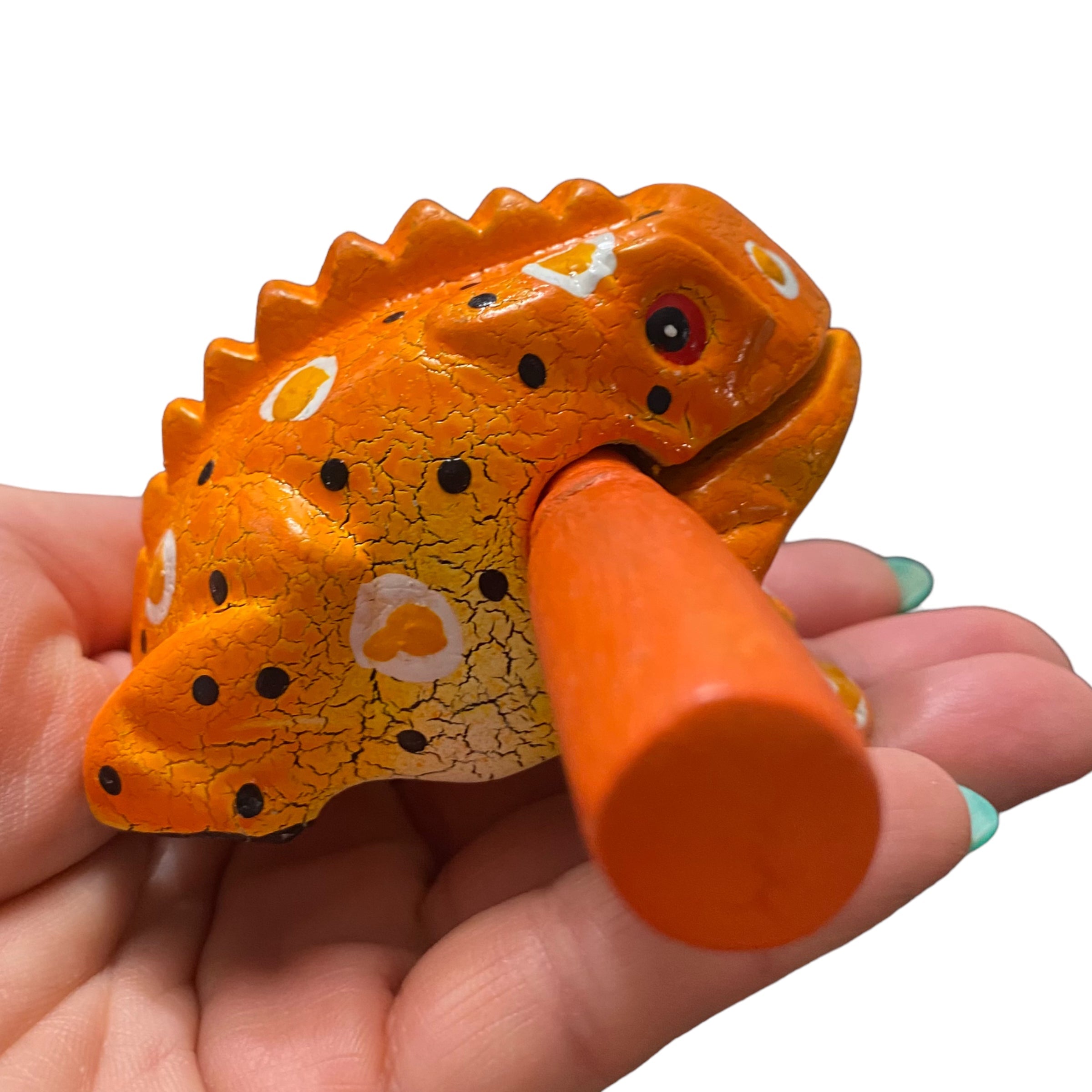 2" Wooden Musical Frog - Pumpkin Design (percussion Instrument)
