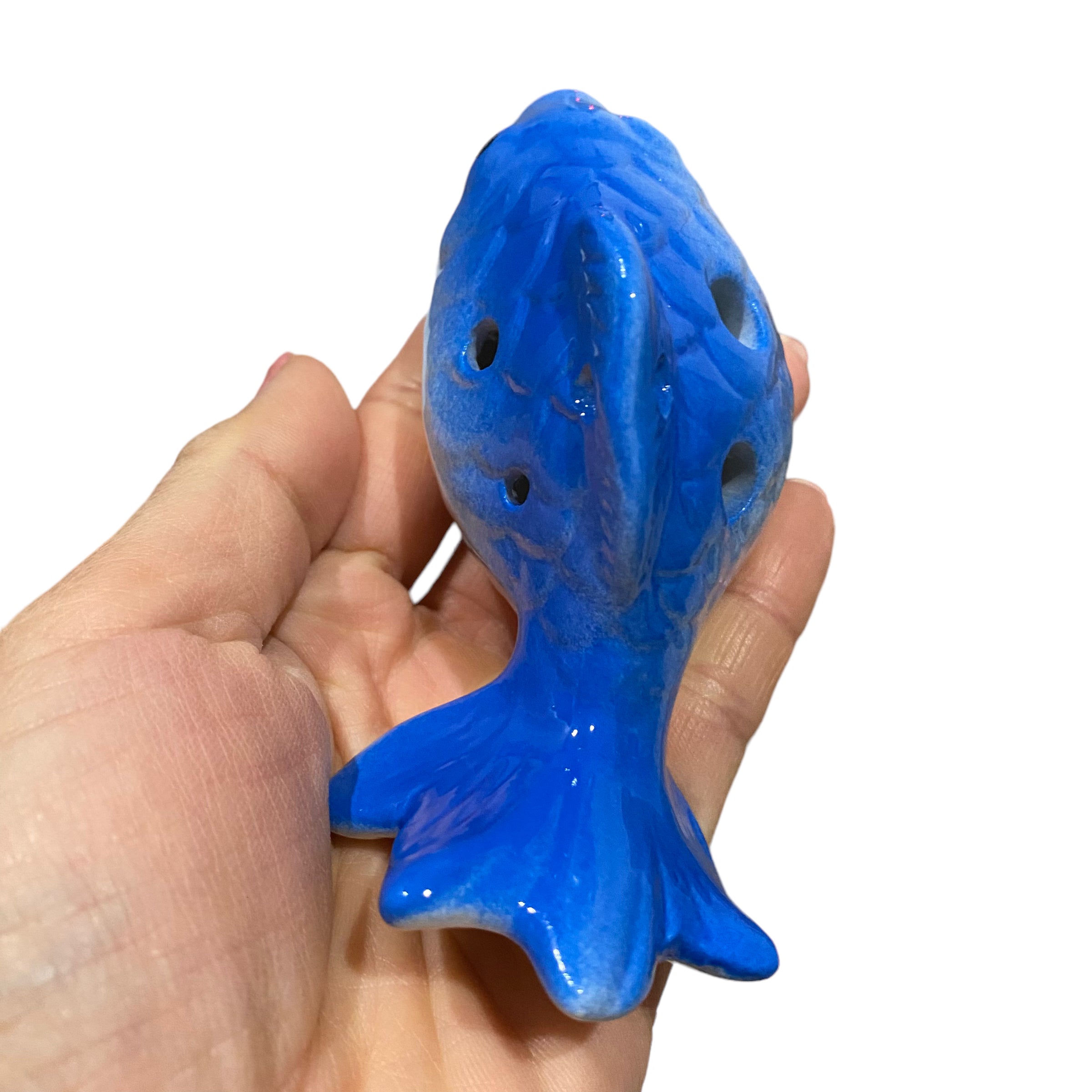 Ceramic Goldfish Ocarina Ocean Blue