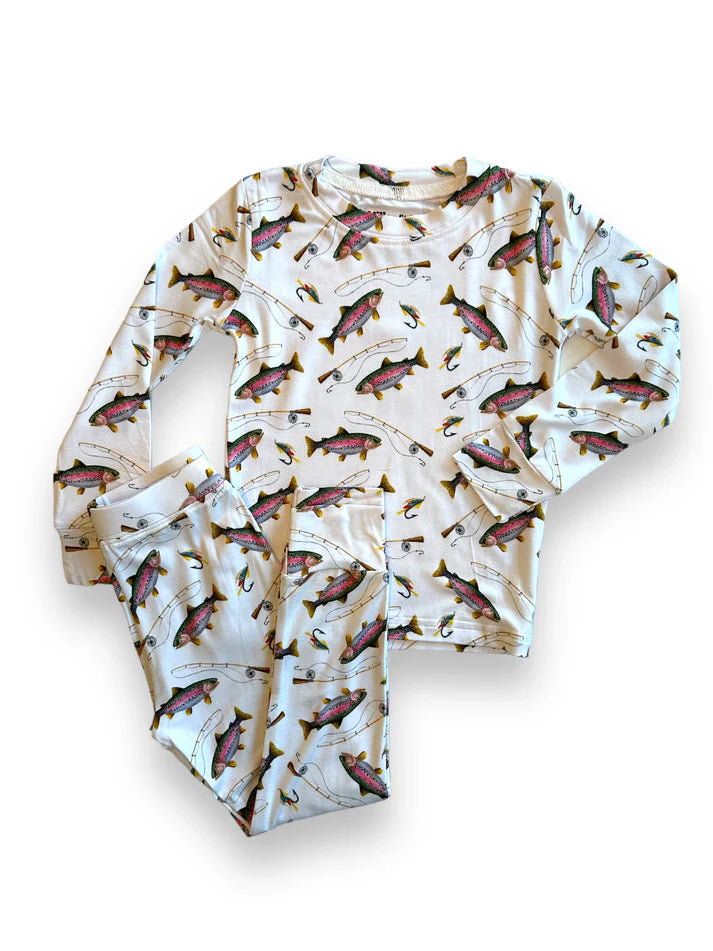 Bamboo Adult Two Piece Pajama Set, Gone Fishing