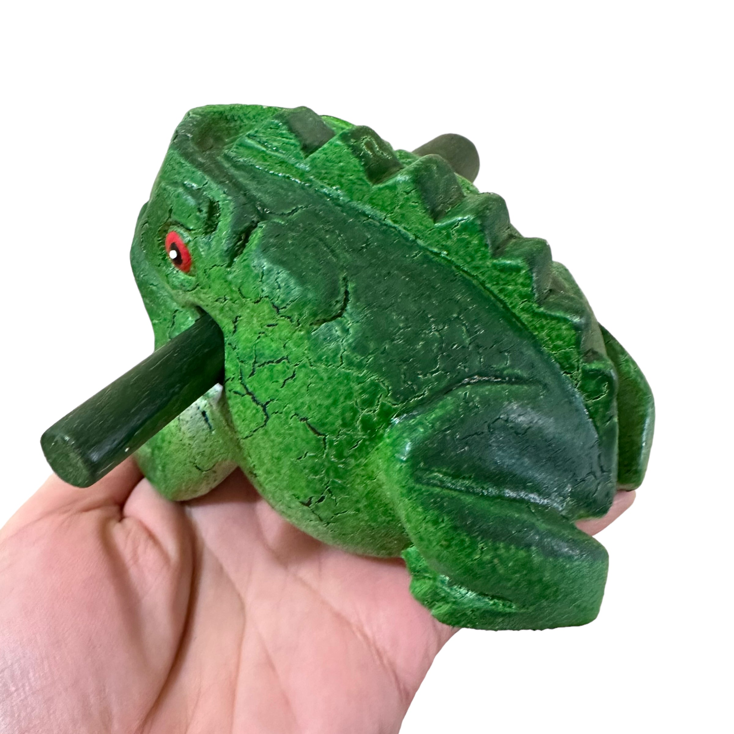 4" Wooden Musical Frog - Green Tree Design (percussion Instrument)