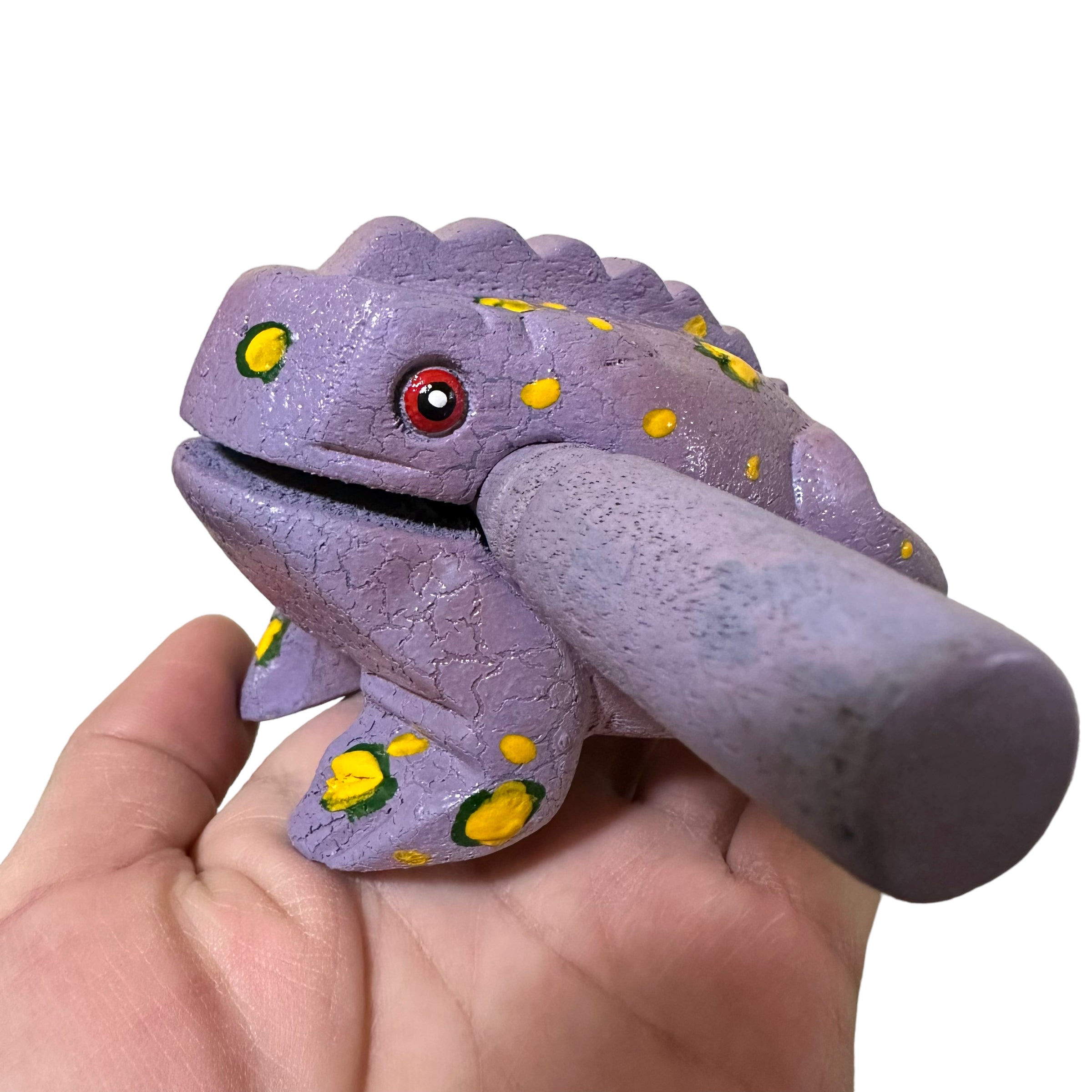 3" Wooden Musical Frog - Lavender Design (percussion Instrument)
