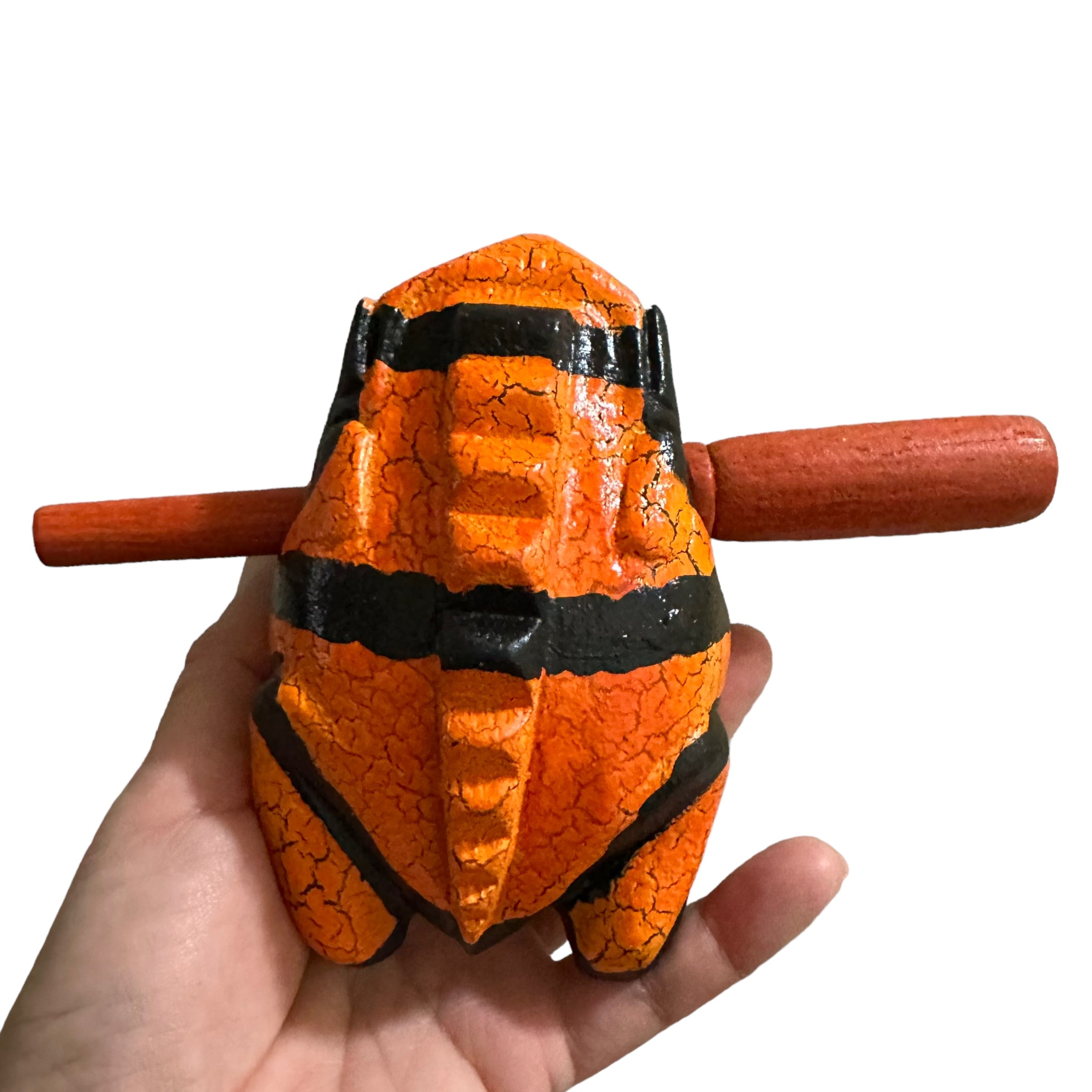 4" Wooden Musical Frog - Orange Dart Design (percussion Instrument)