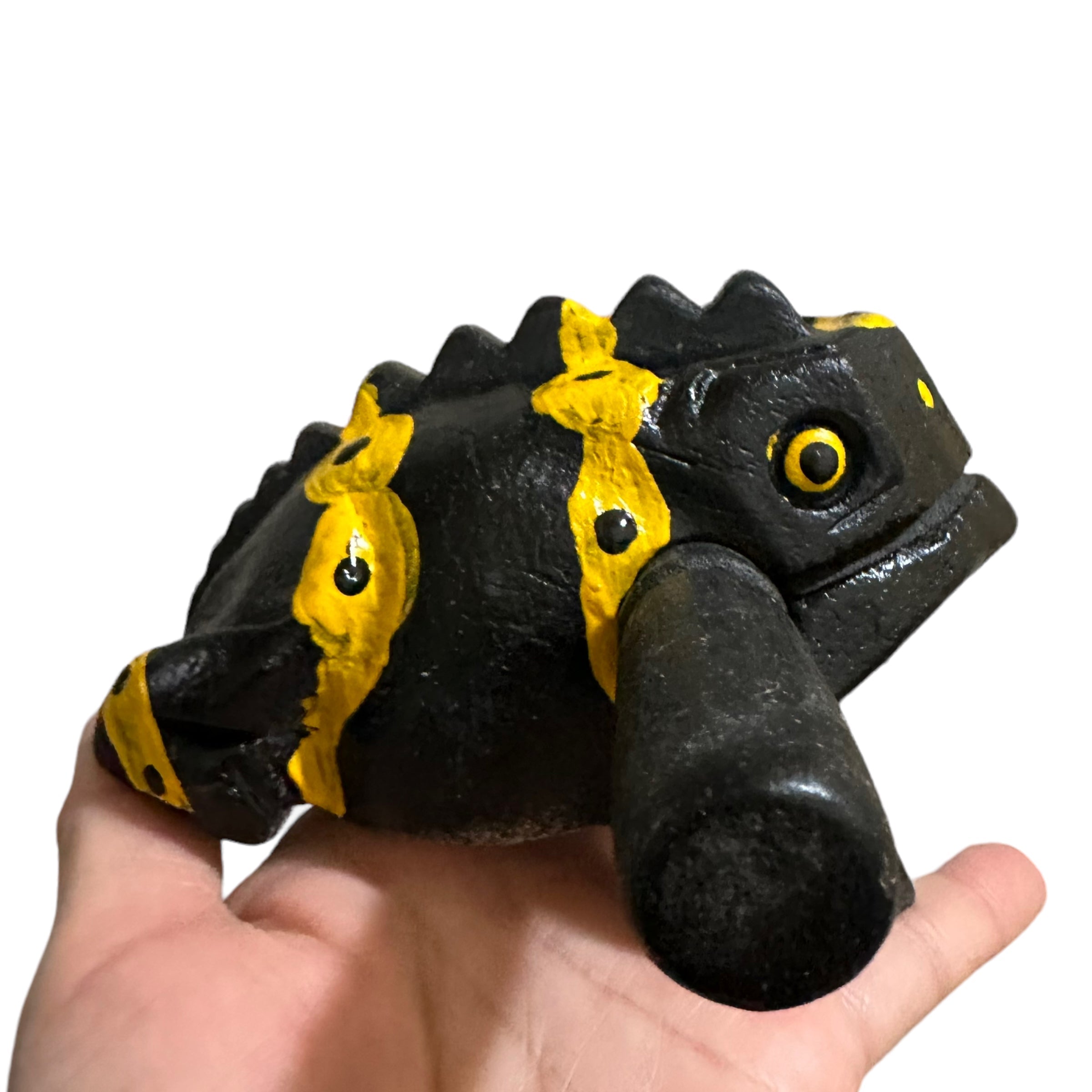 4" Wooden Musical Frog - Yellow Dart Design (percussion Instrument)