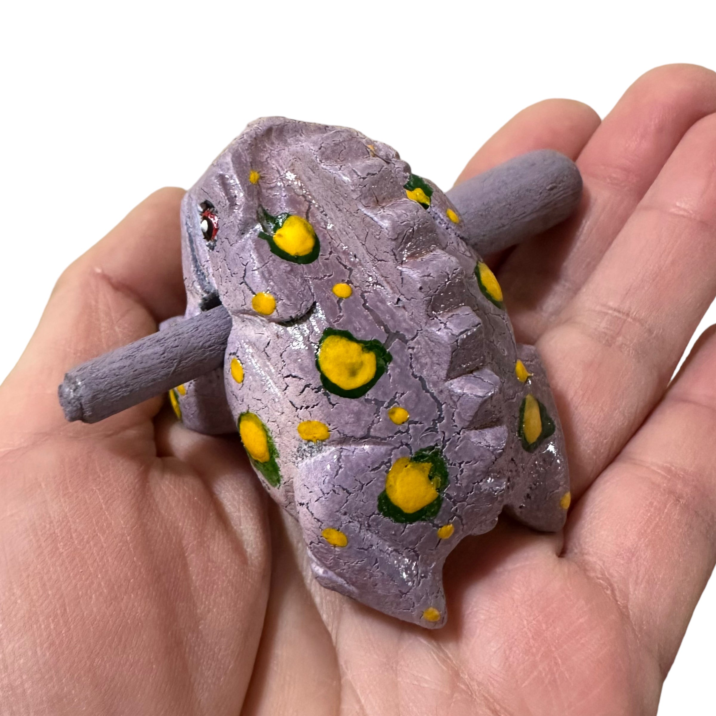 1.5" Wooden Musical Frog - Lavender Design (percussion Instrument)