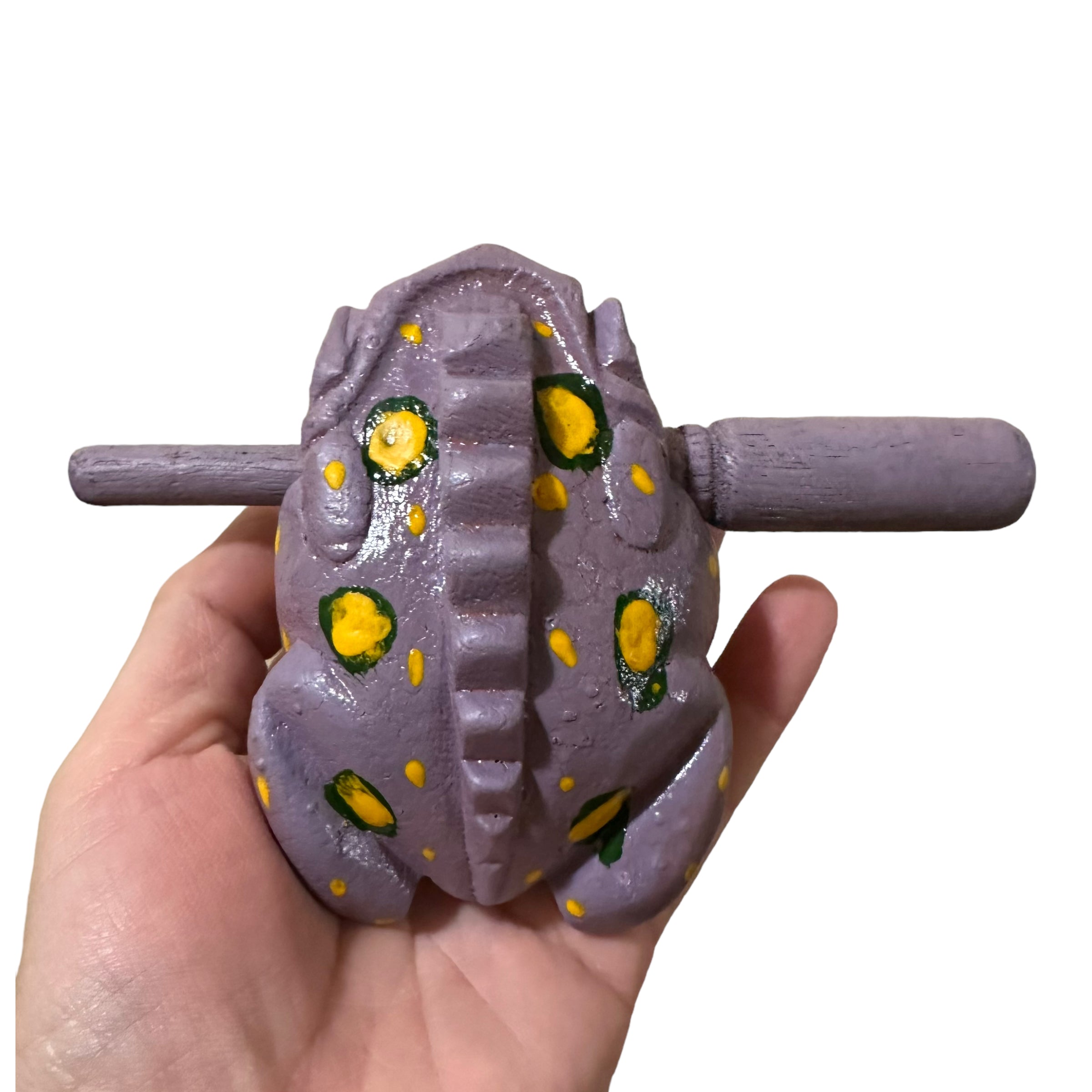 3" Wooden Musical Frog - Lavender Design (percussion Instrument)