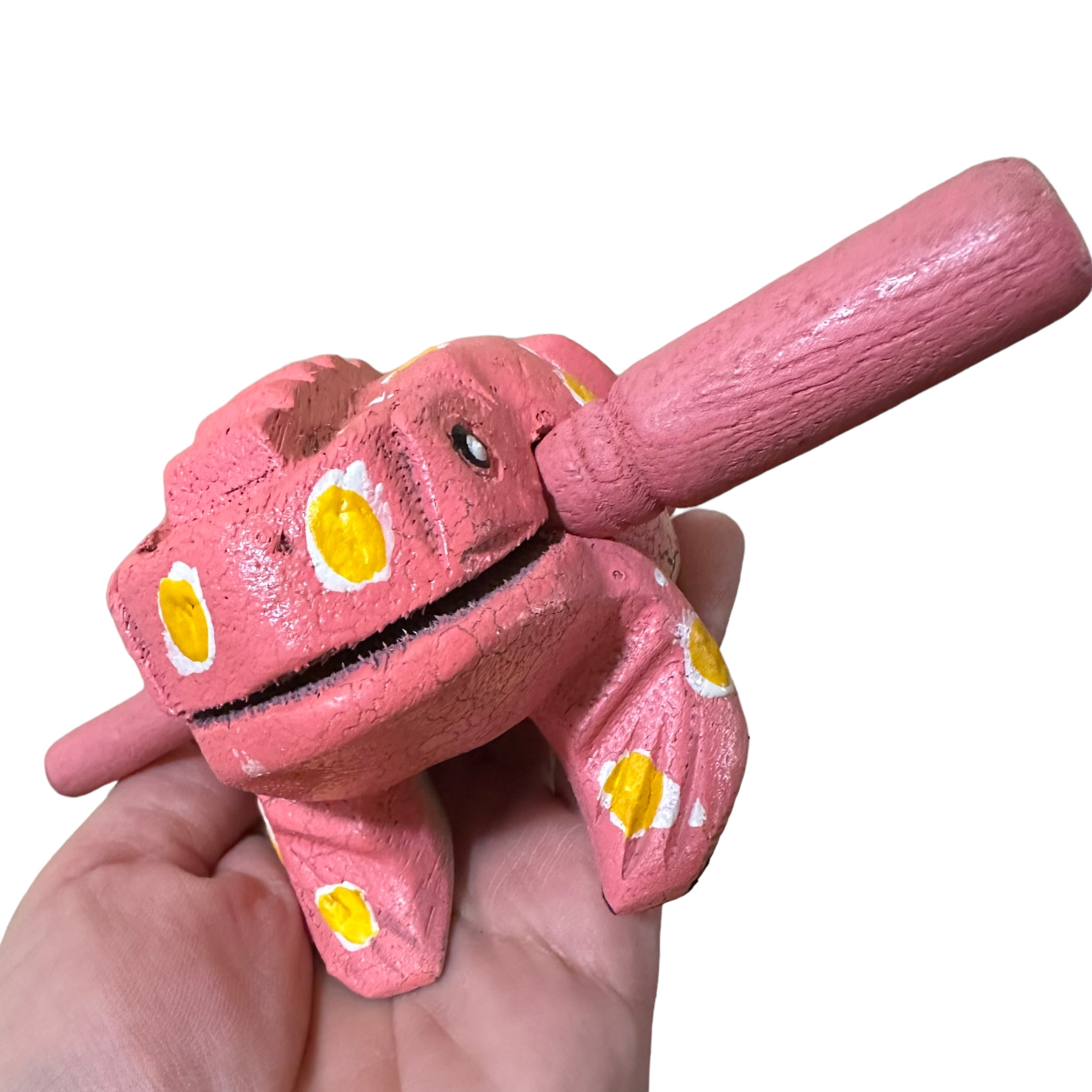 3" Wooden Musical Frog - Peach Design (percussion Instrument)