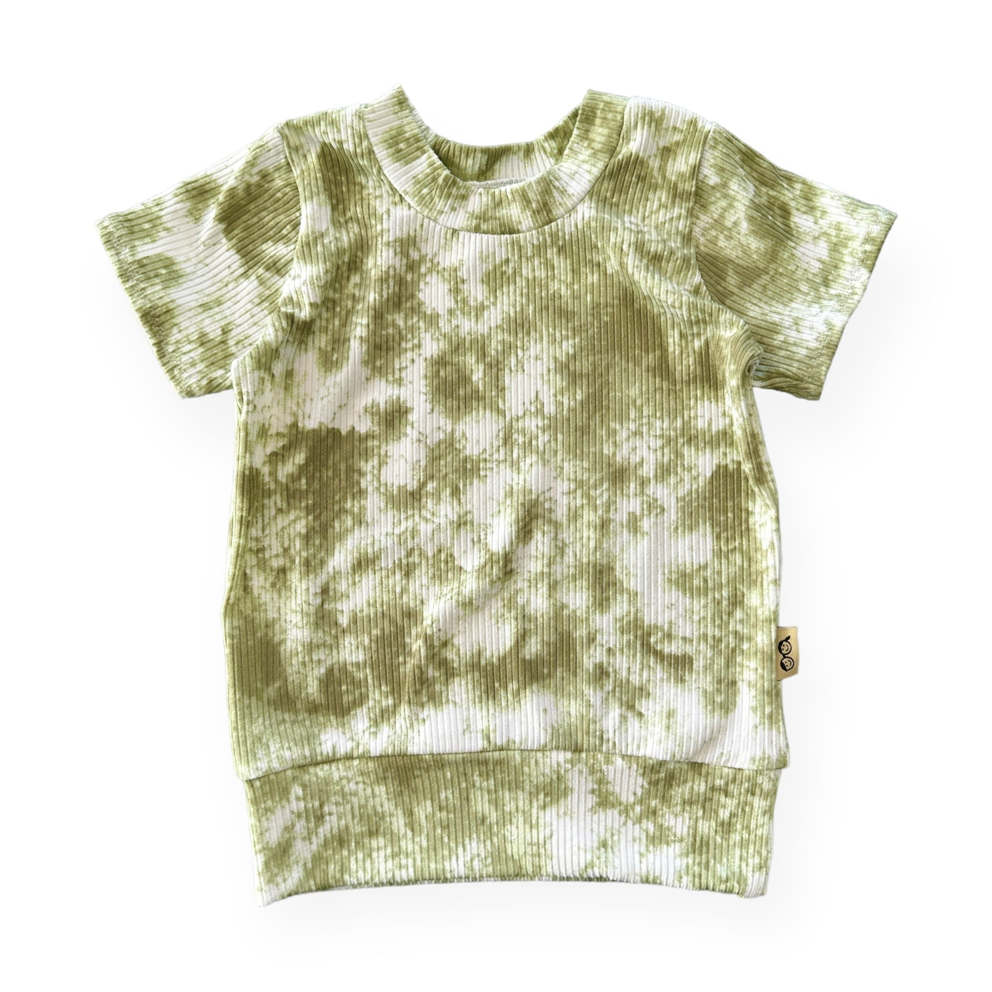 Olive Green Tie Dye Ribbed Summer Lounge Top