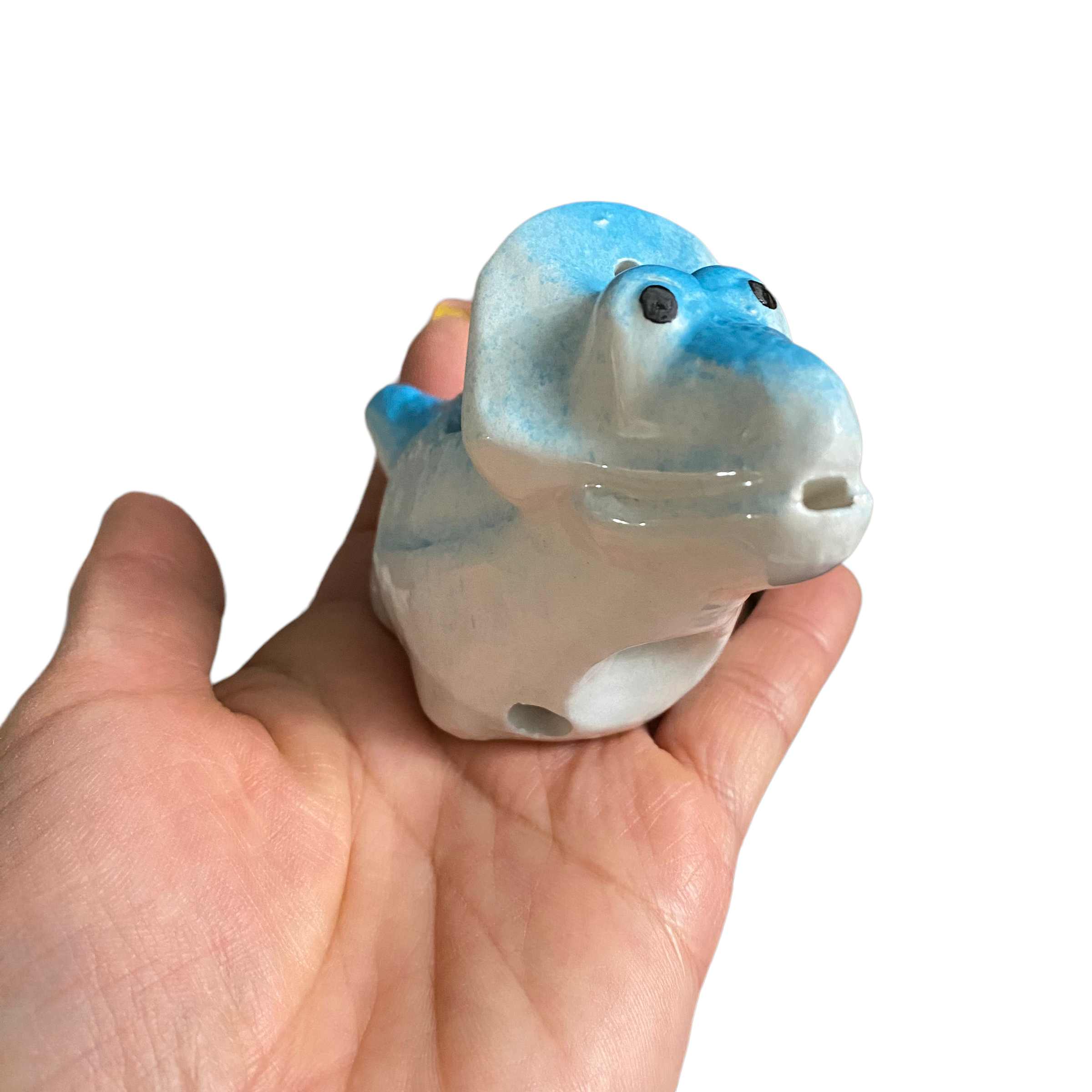 Ceramic Dinosaur Ocarina Blue