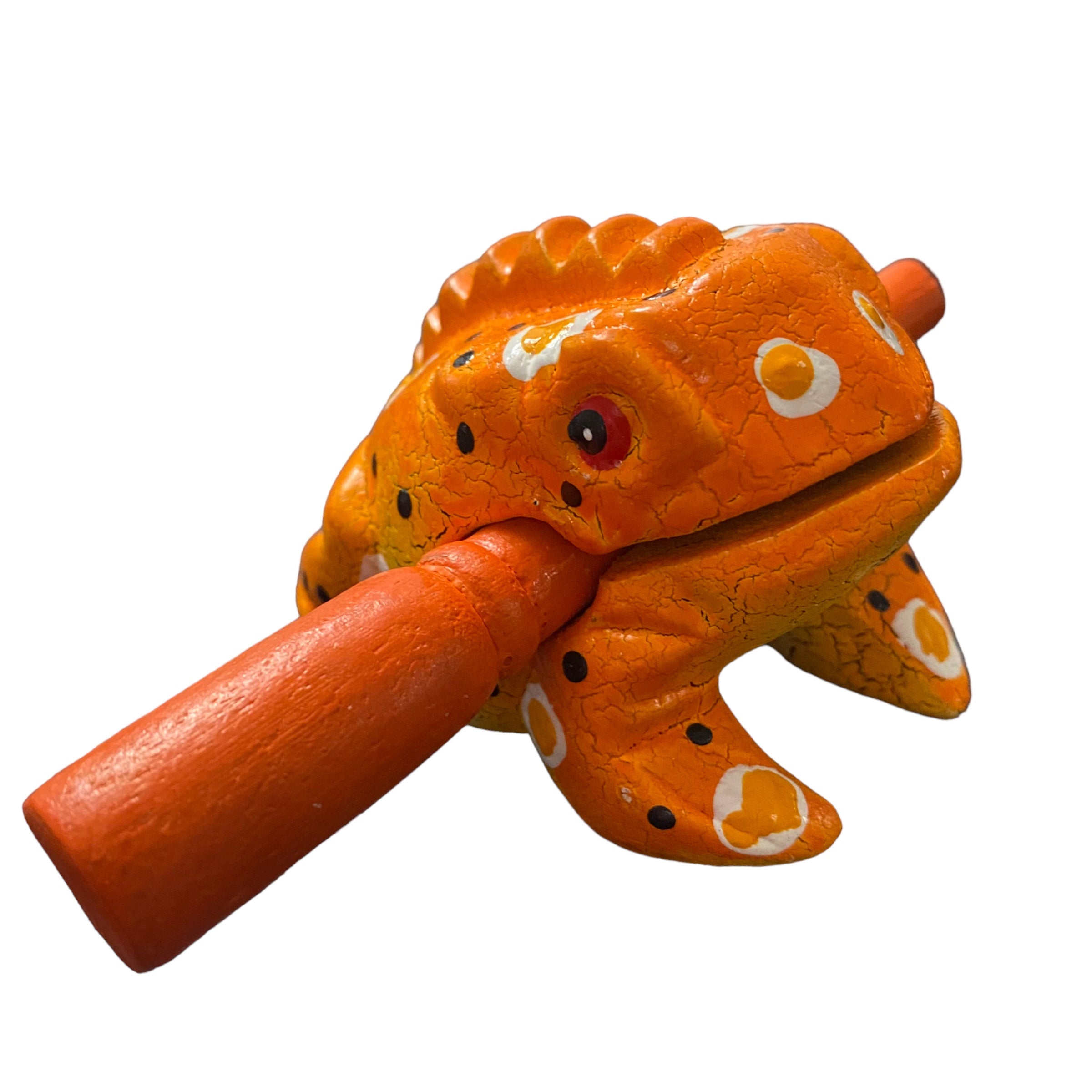 2" Wooden Musical Frog - Pumpkin Design (percussion Instrument)