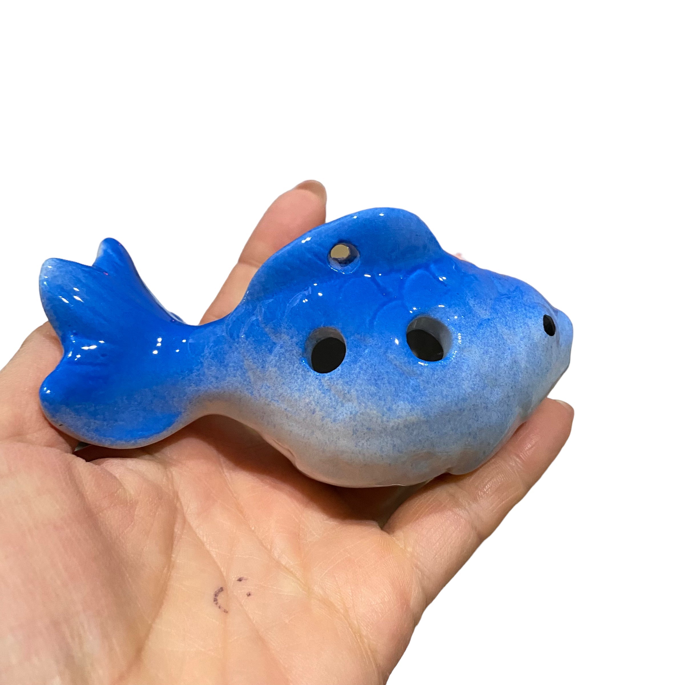 Ceramic Goldfish Ocarina Ocean Blue