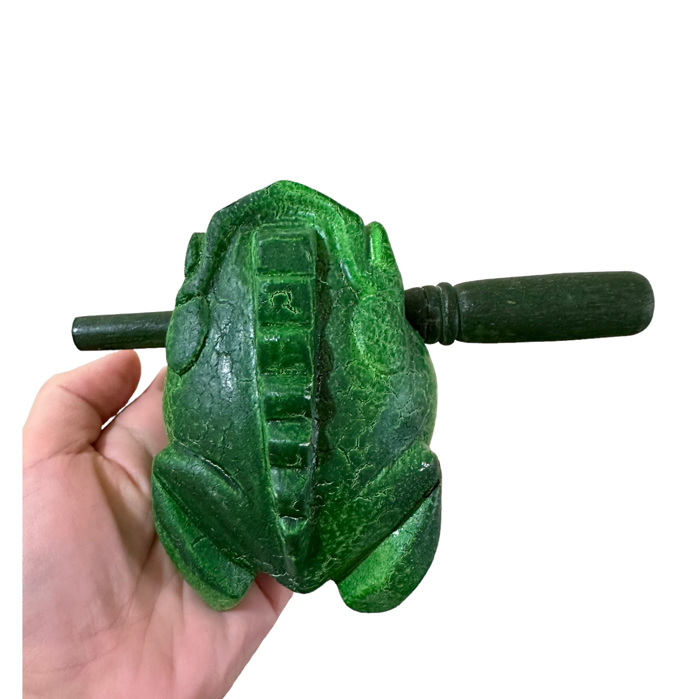 4" Wooden Musical Frog - Green Tree Design (percussion Instrument)