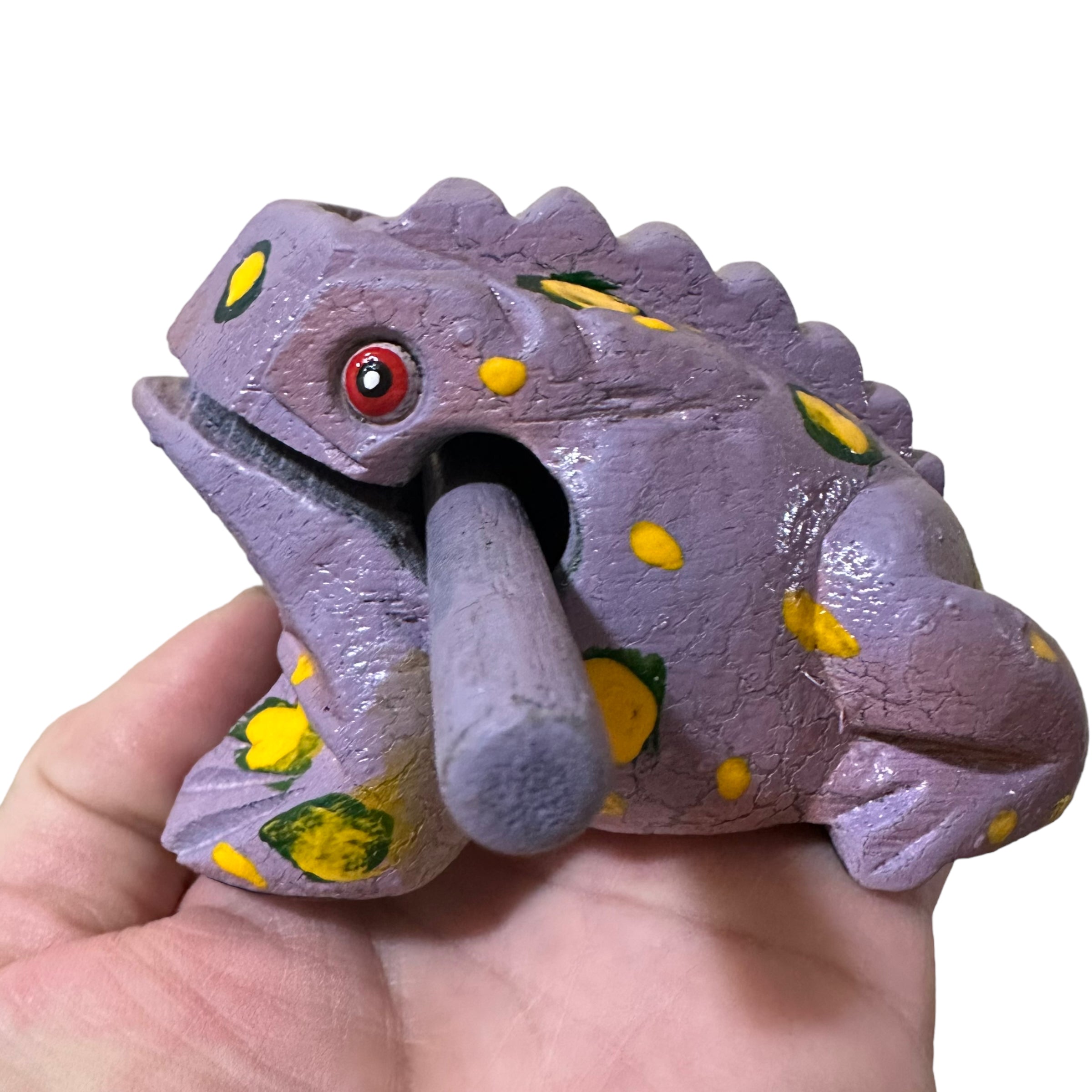 3" Wooden Musical Frog - Lavender Design (percussion Instrument)
