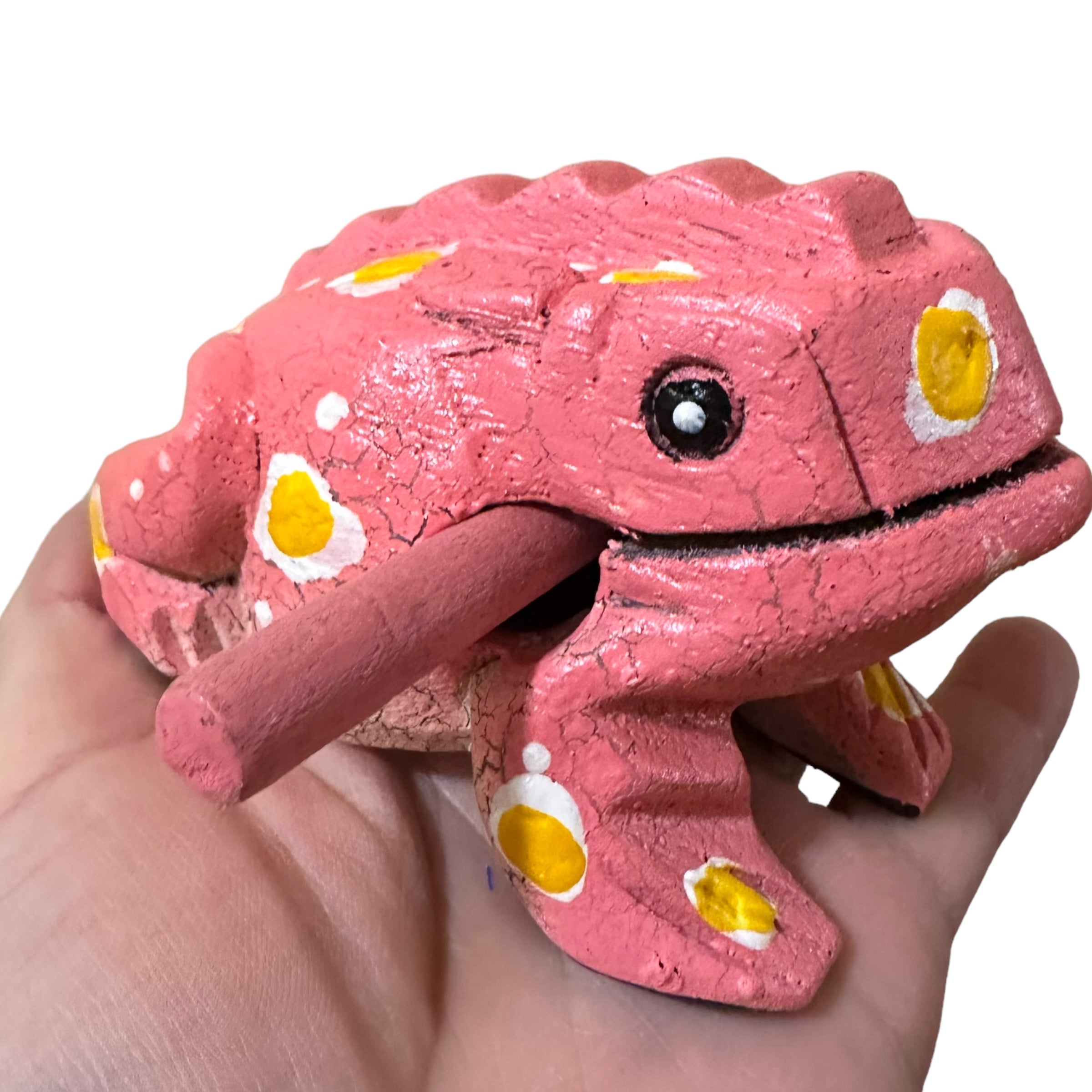 3" Wooden Musical Frog - Peach Design (percussion Instrument)