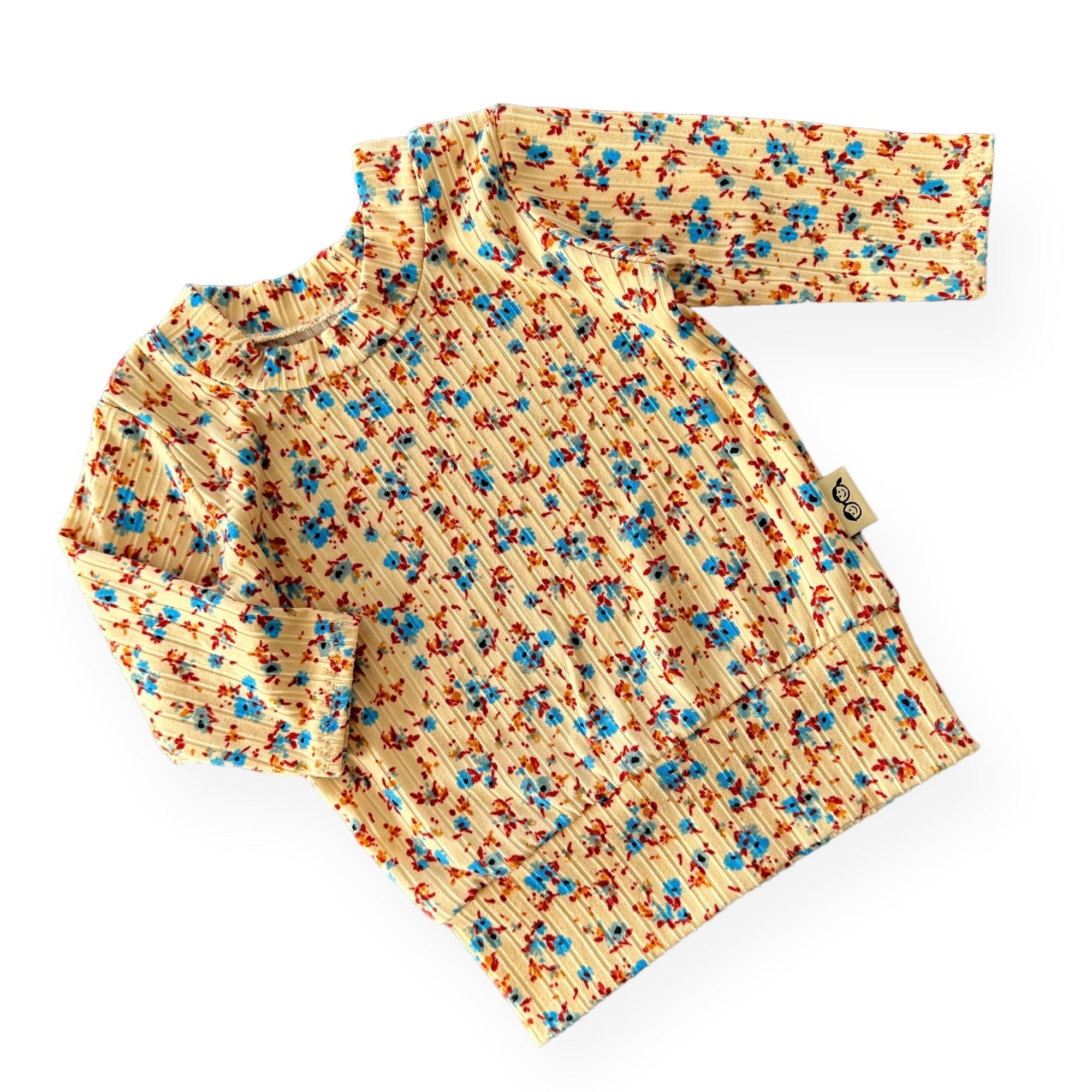 Dainty Floral On Yellow Ribbed Lounge Set