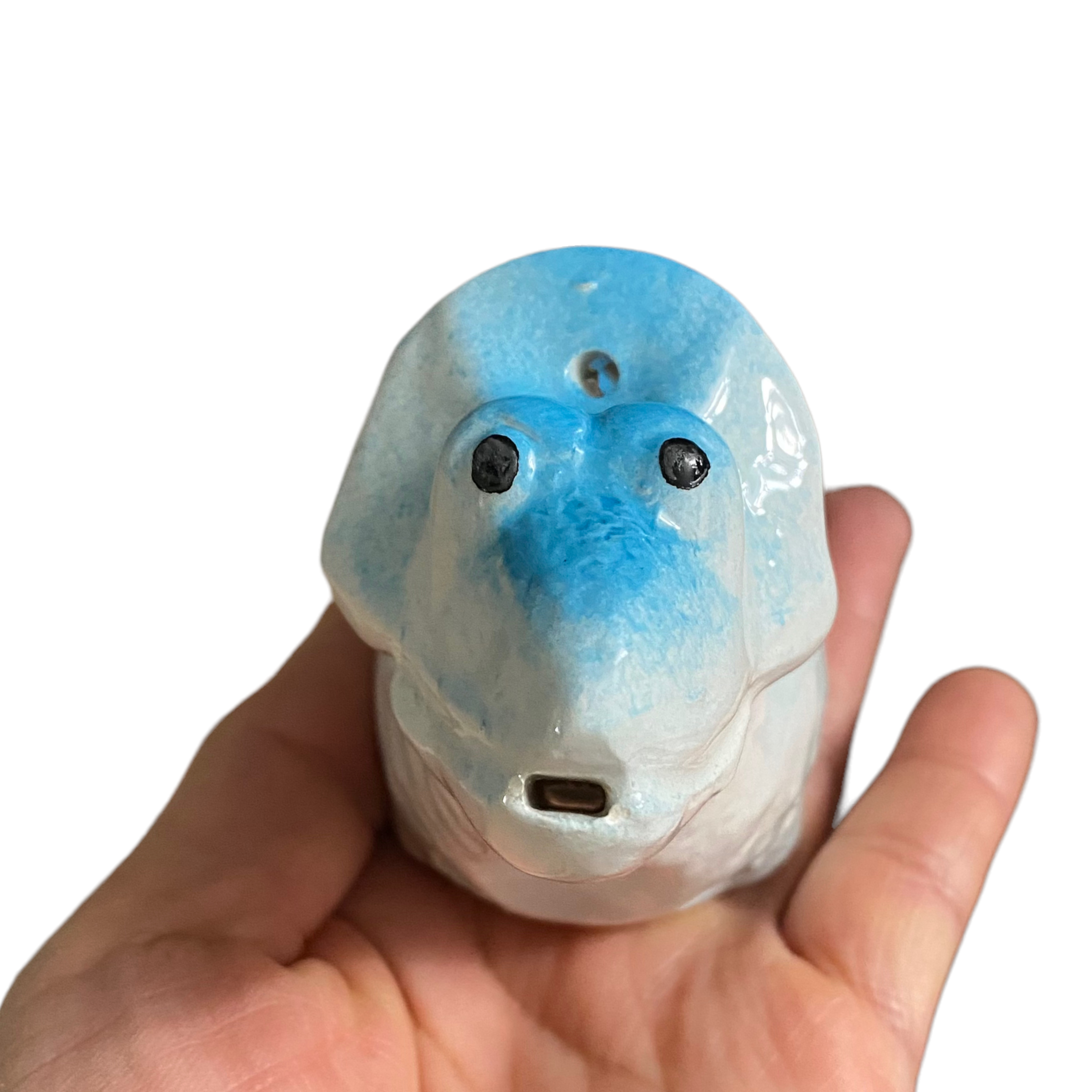 Ceramic Dinosaur Ocarina Blue