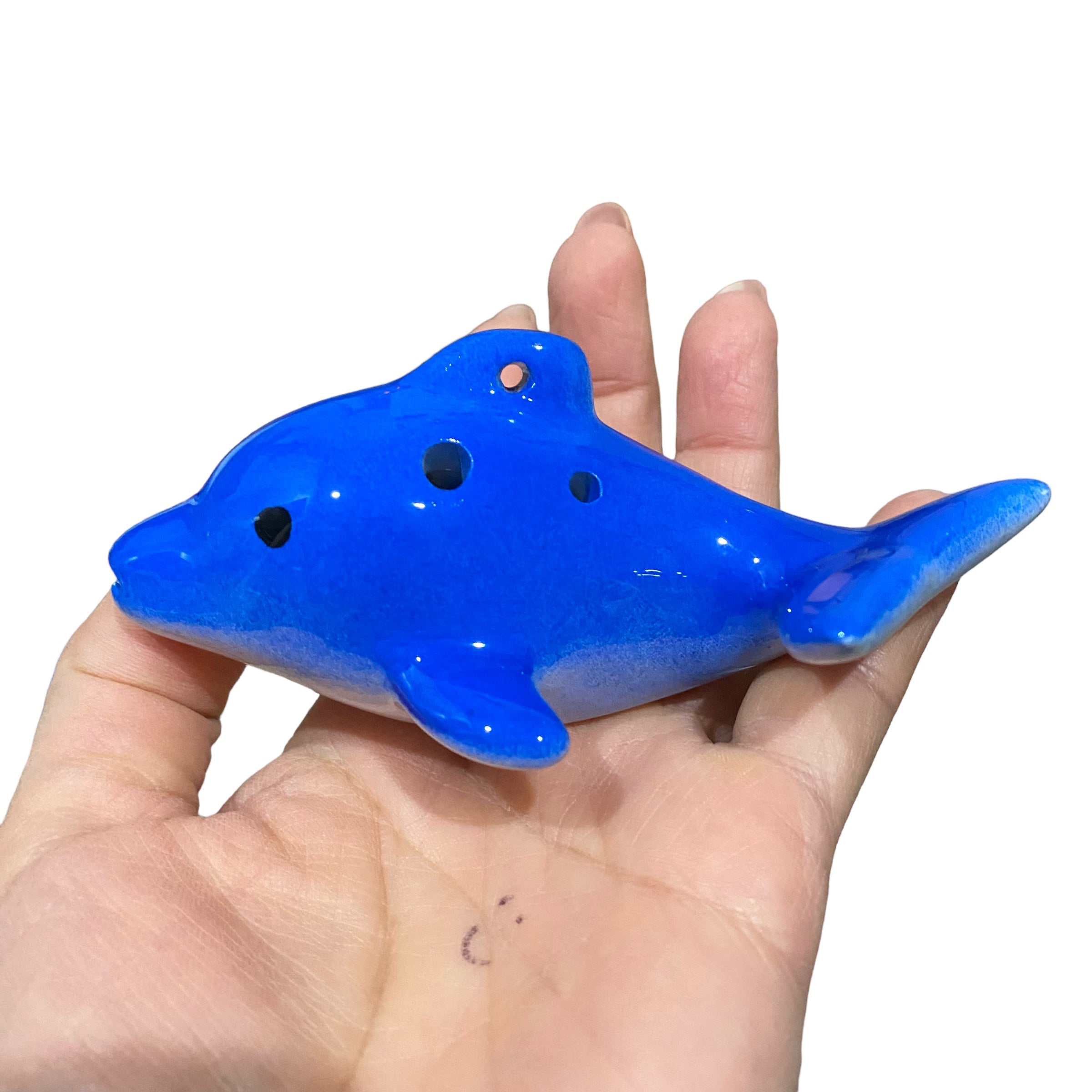 Happy Ceramic Dolphin Ocarina Ocean Blue